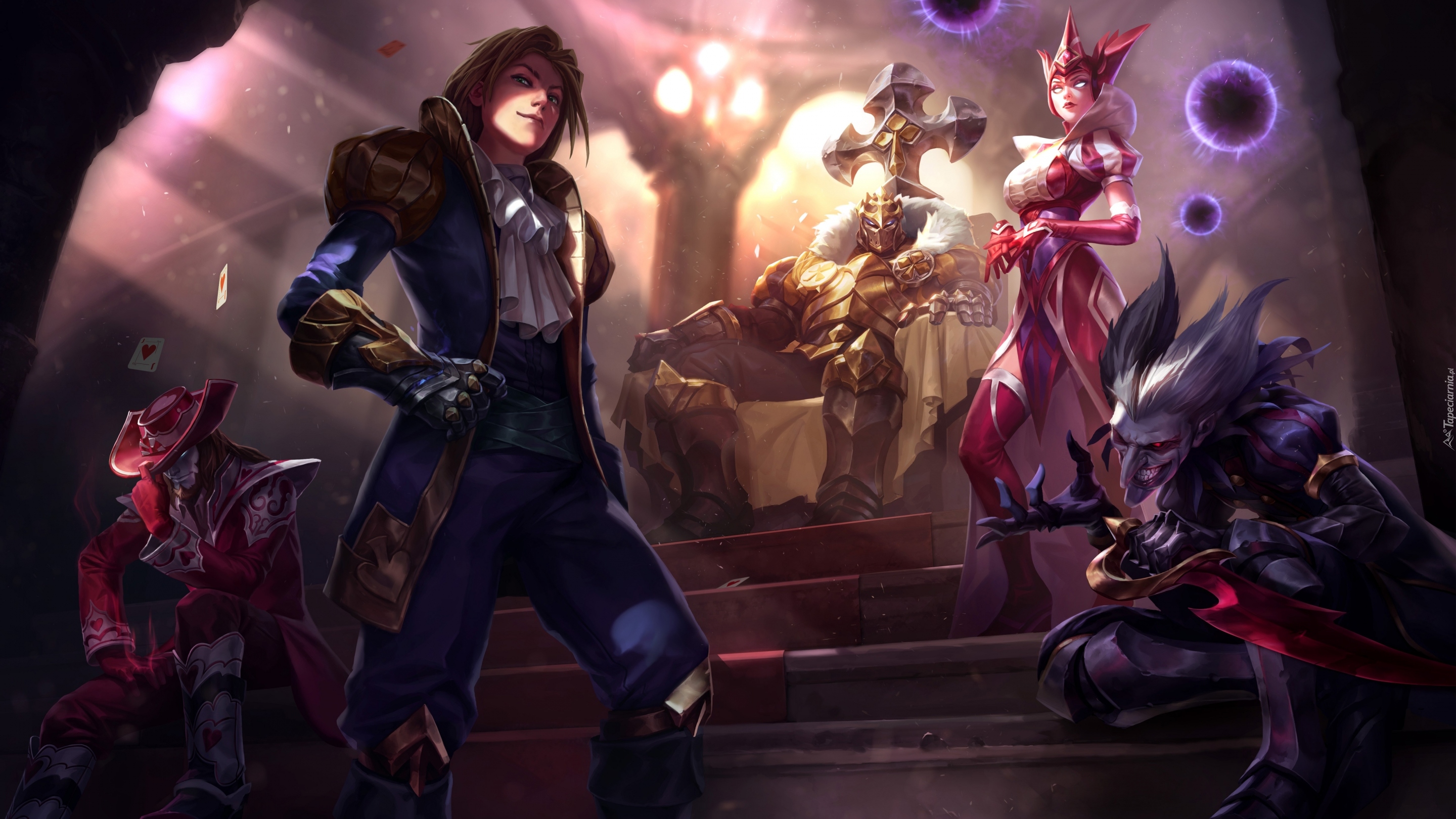 Gry, League of Legends, Postacie, As Pik, Ezreal, Mordekaiser, Syndra, Joker Shaco