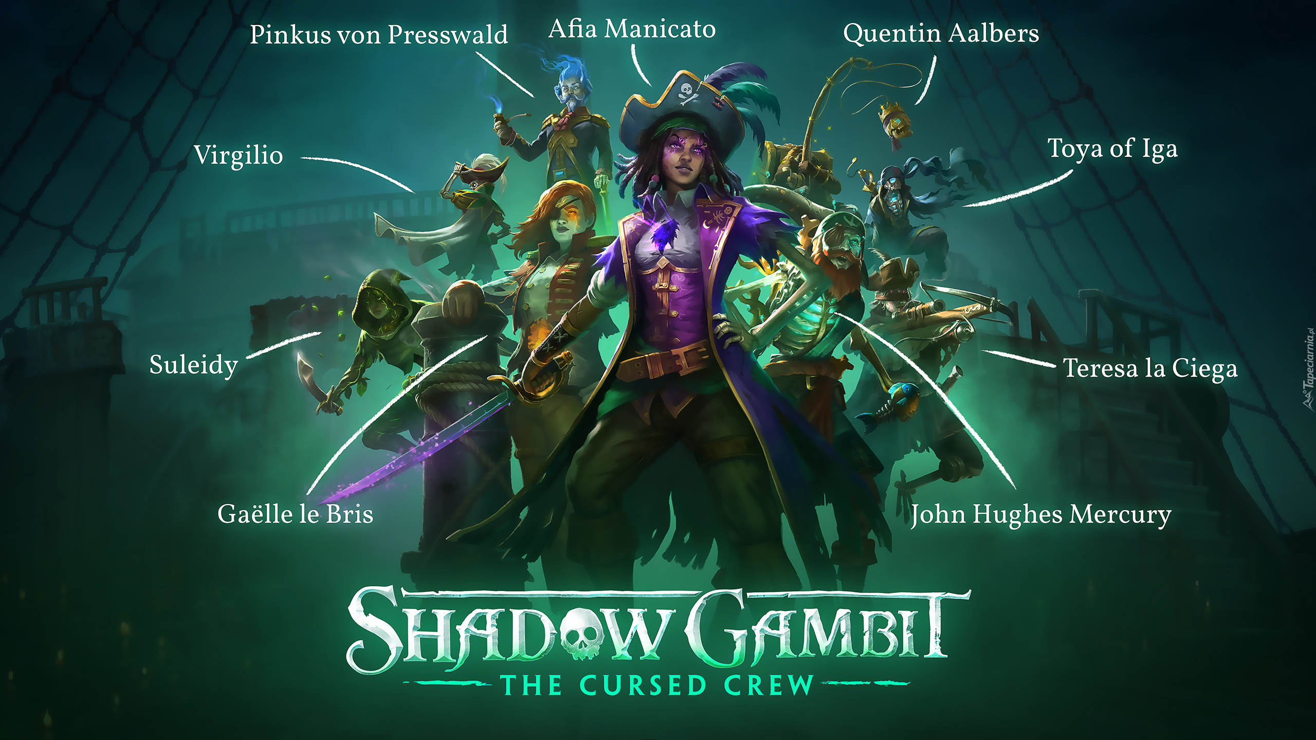 Gra, Shadow Gambit The Cursed Crew, Postacie, Piraci, Żaglowiec, Plakat