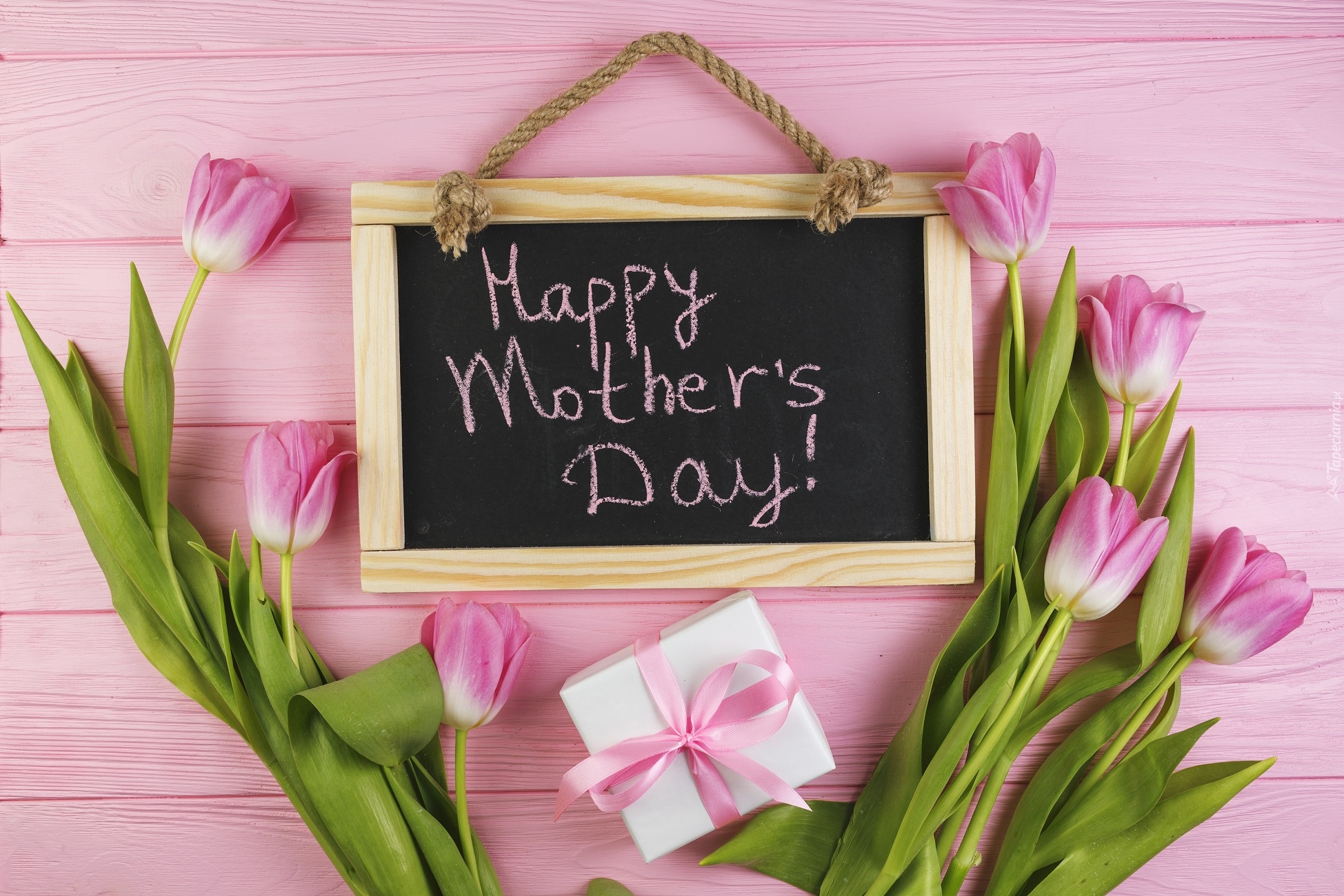 Dzień Matki, Kwiaty, Różowe, Tulipany, Prezent, Tablica, Napis