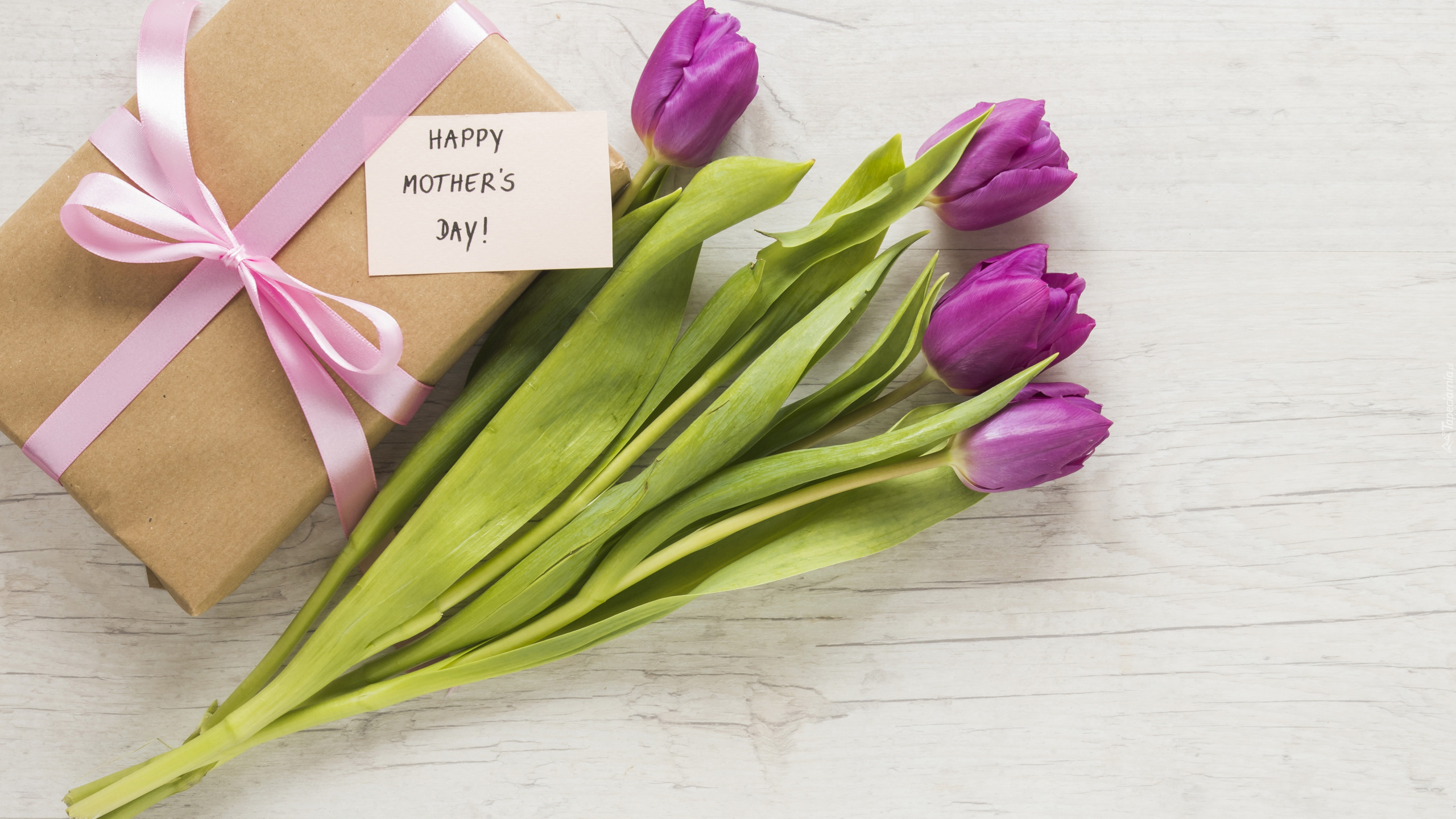 Tulipany, Prezent, Liścik, Dzień Matki