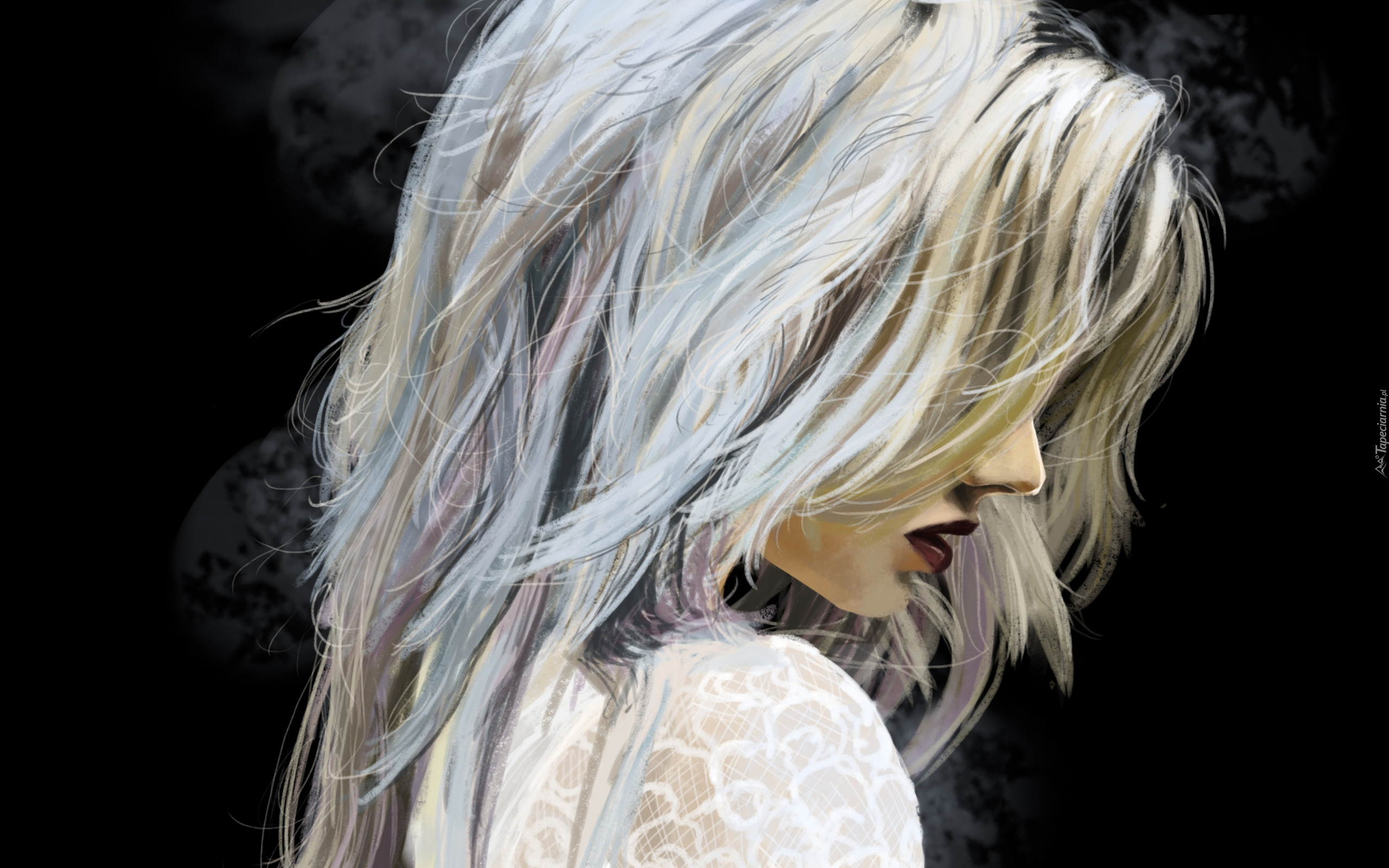 Grafika, Kobieta, Profil, Blondynka