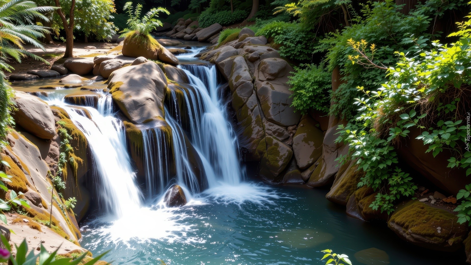 Skały, Uskok, Rzeka, Zielone, Rośliny