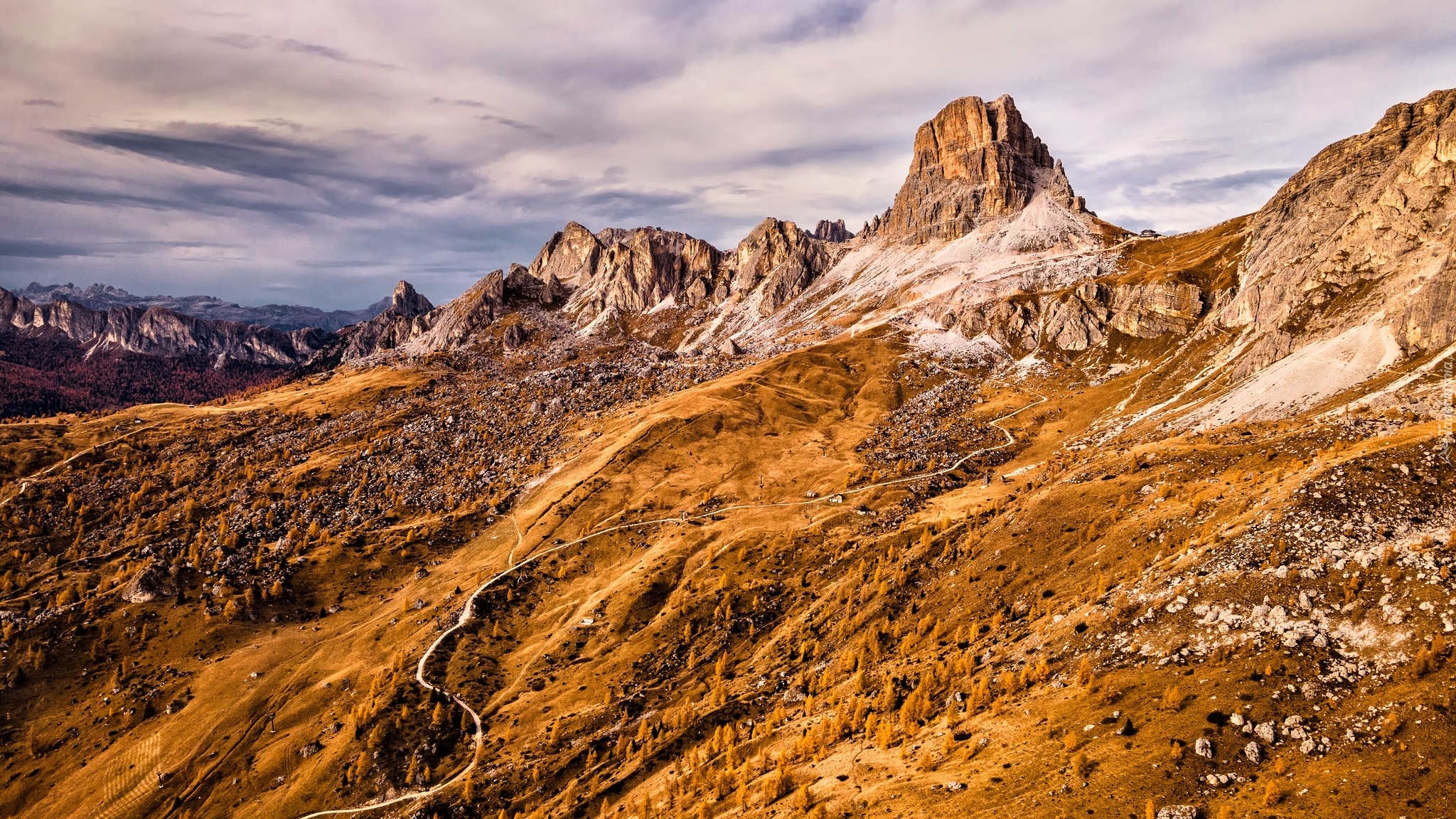 Włochy, Góry, Dolomity, Przełęcz, Passo di Giau, Prowincja Belluno, Droga