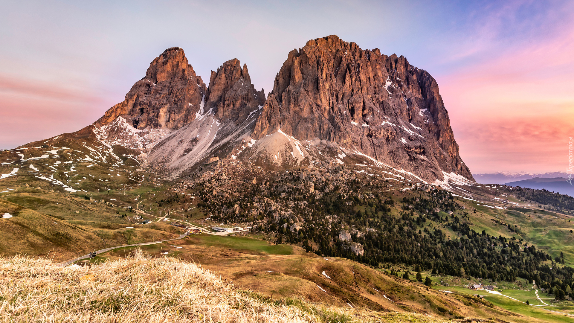 Włochy, Przełęcz, Sella Pass, Masyw Sella, Góry, Dolomity, Ścieżki