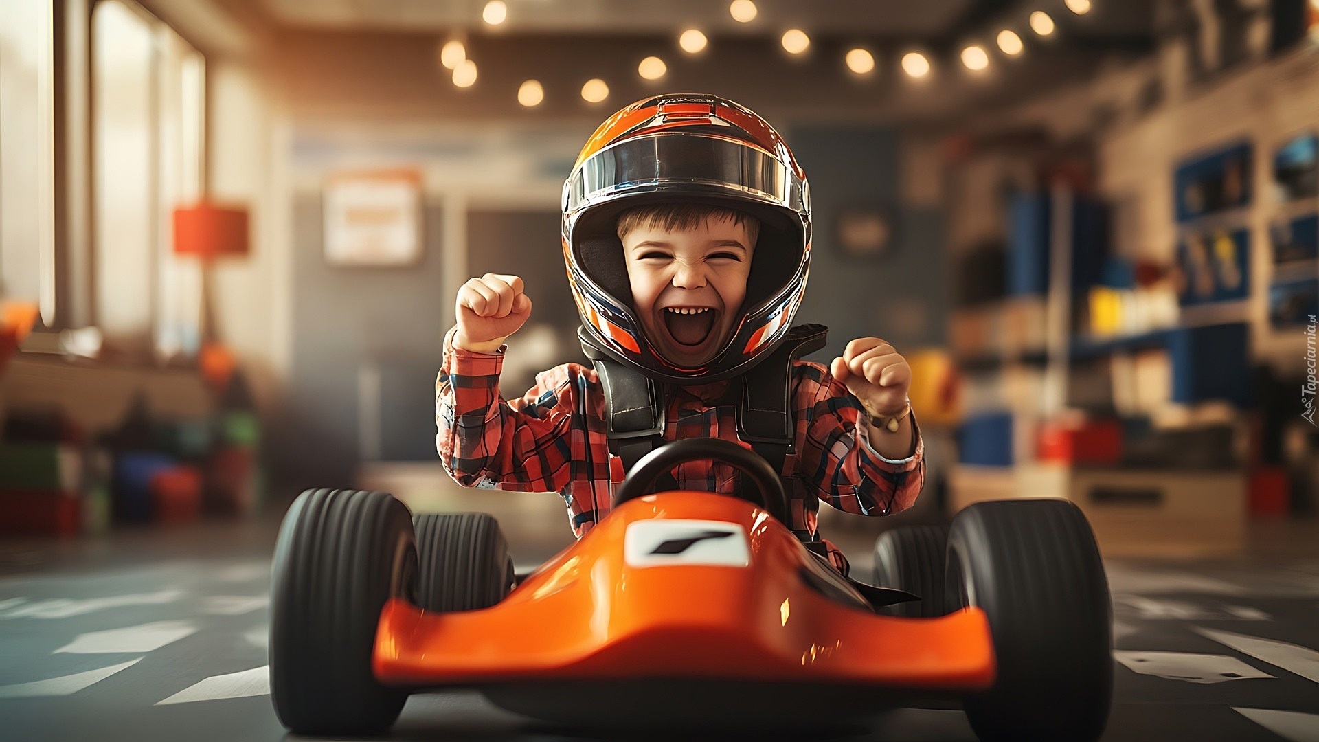 Dziecko, Chłopiec, Kask, Gokart, Wyścig