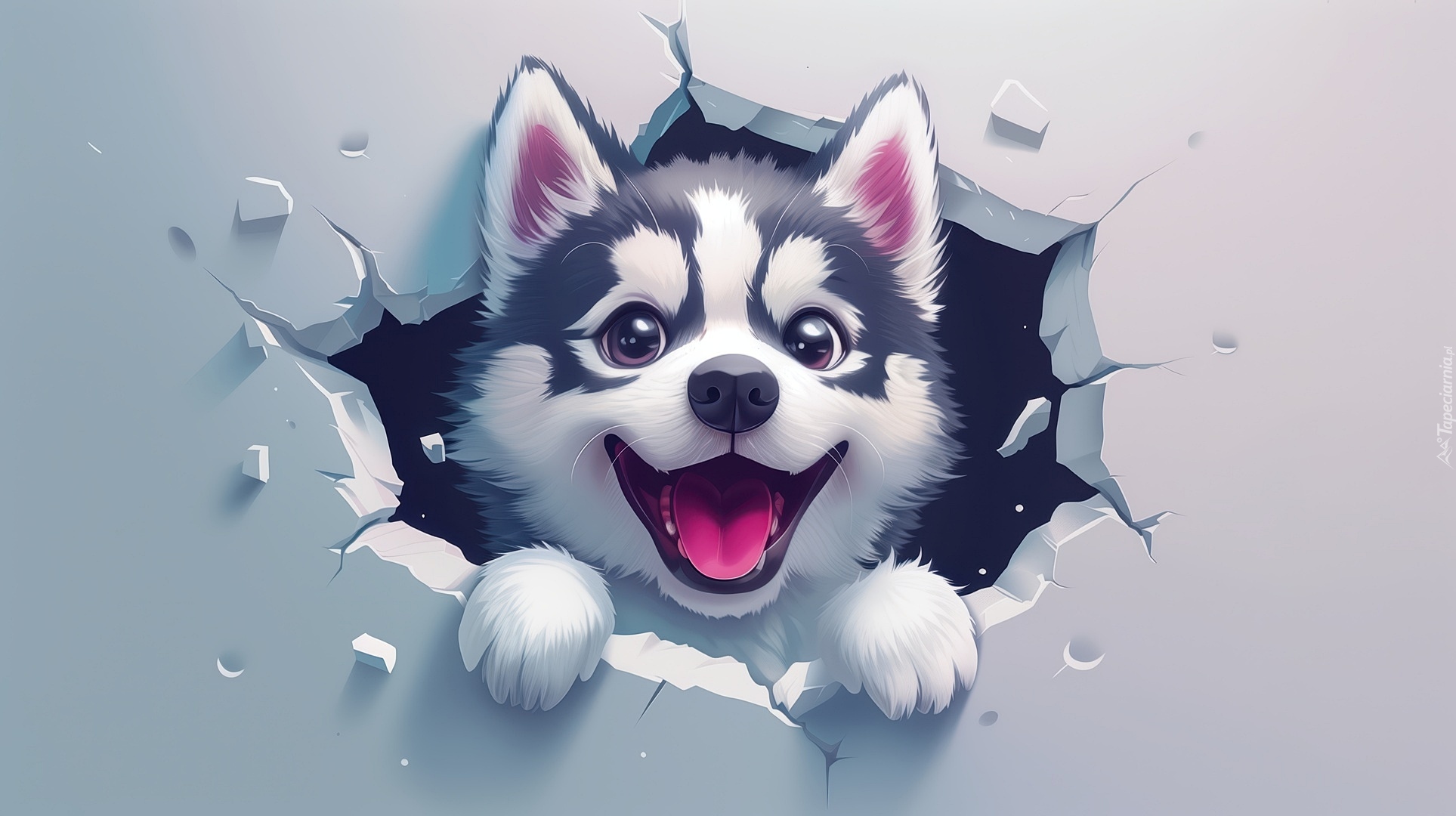 Pies, Szczeniak, Siberian husky, Grafika