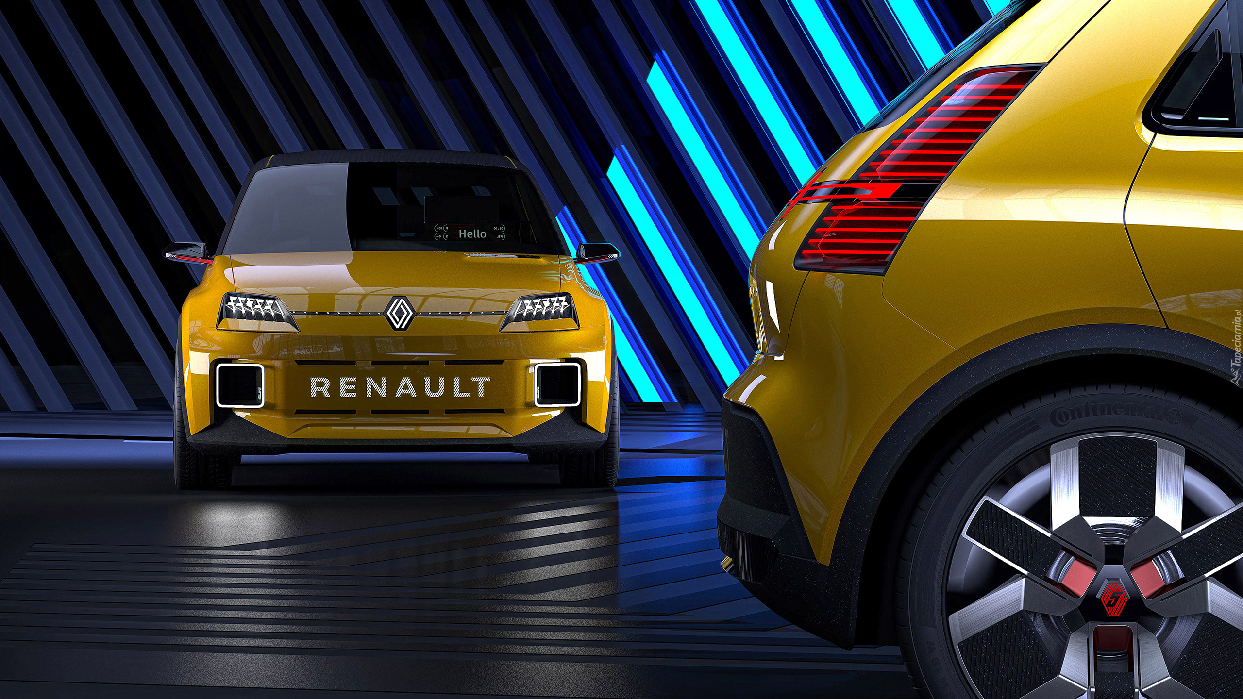 3D, Renault 5, Concept, Żółty