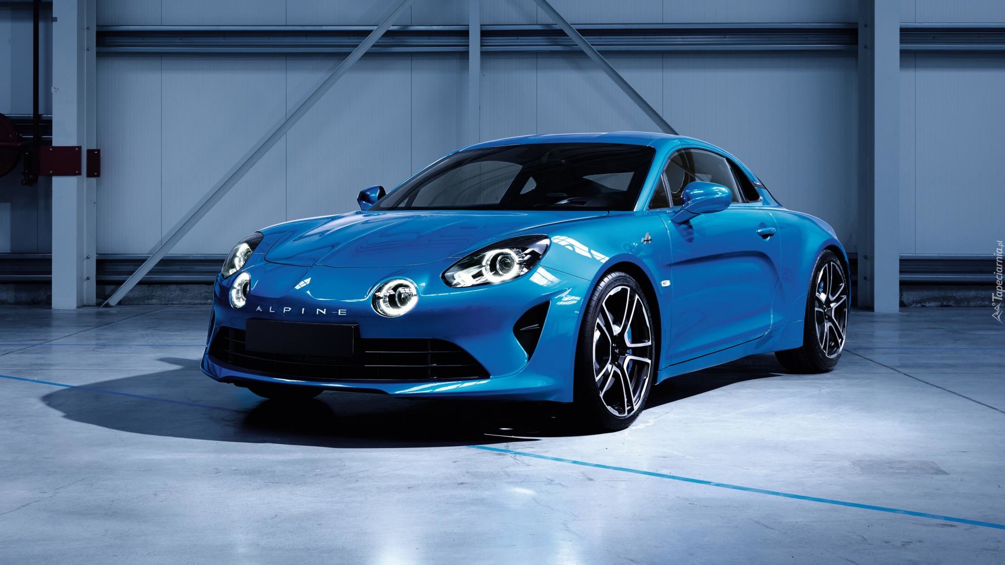 Niebieski, Alpine A110, 2017, Przód