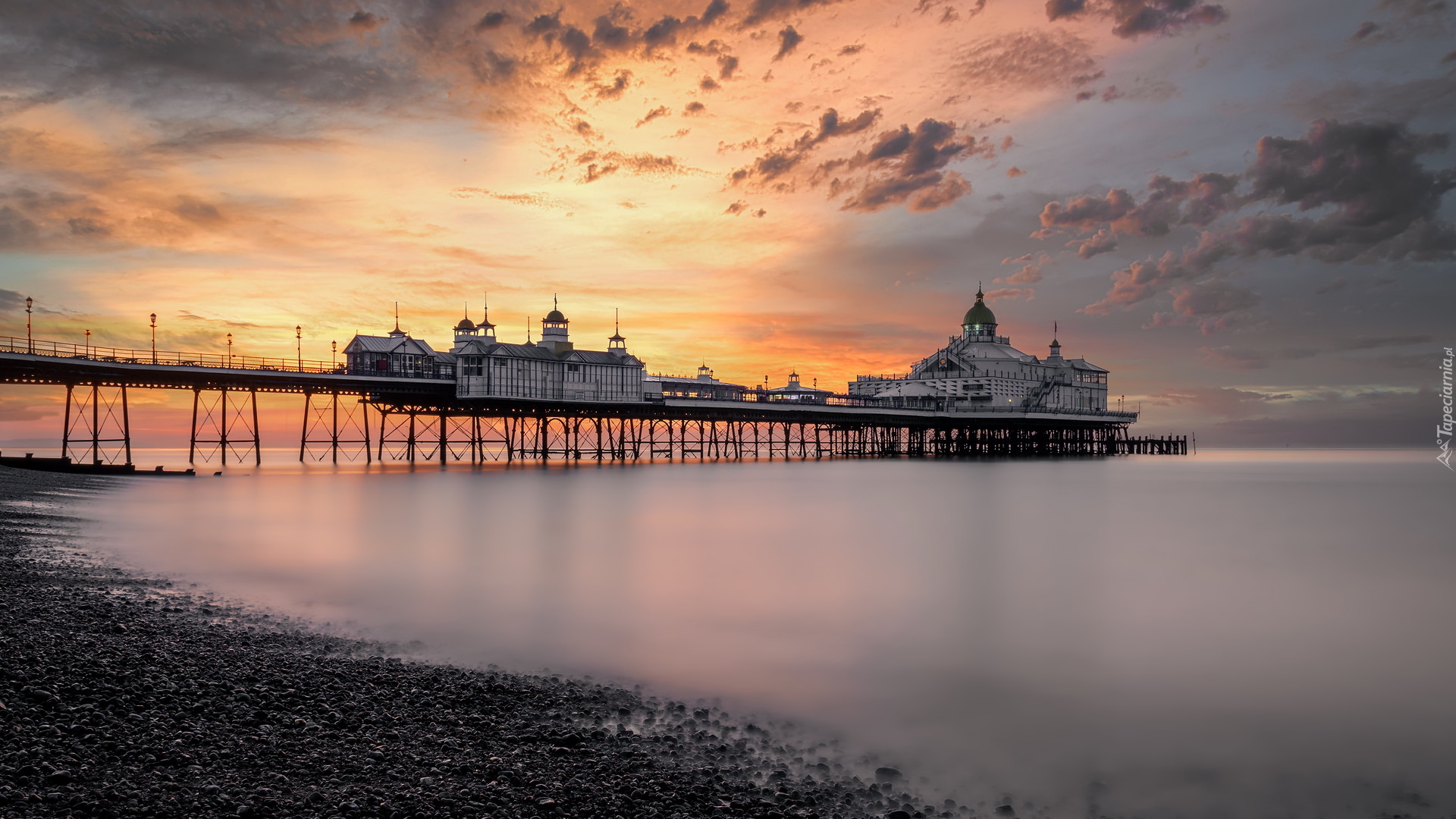 Molo, Eastbourne Pier, Restauracja, Kawiarnia, Morze, Wschód słońca, Eastbourne, Anglia