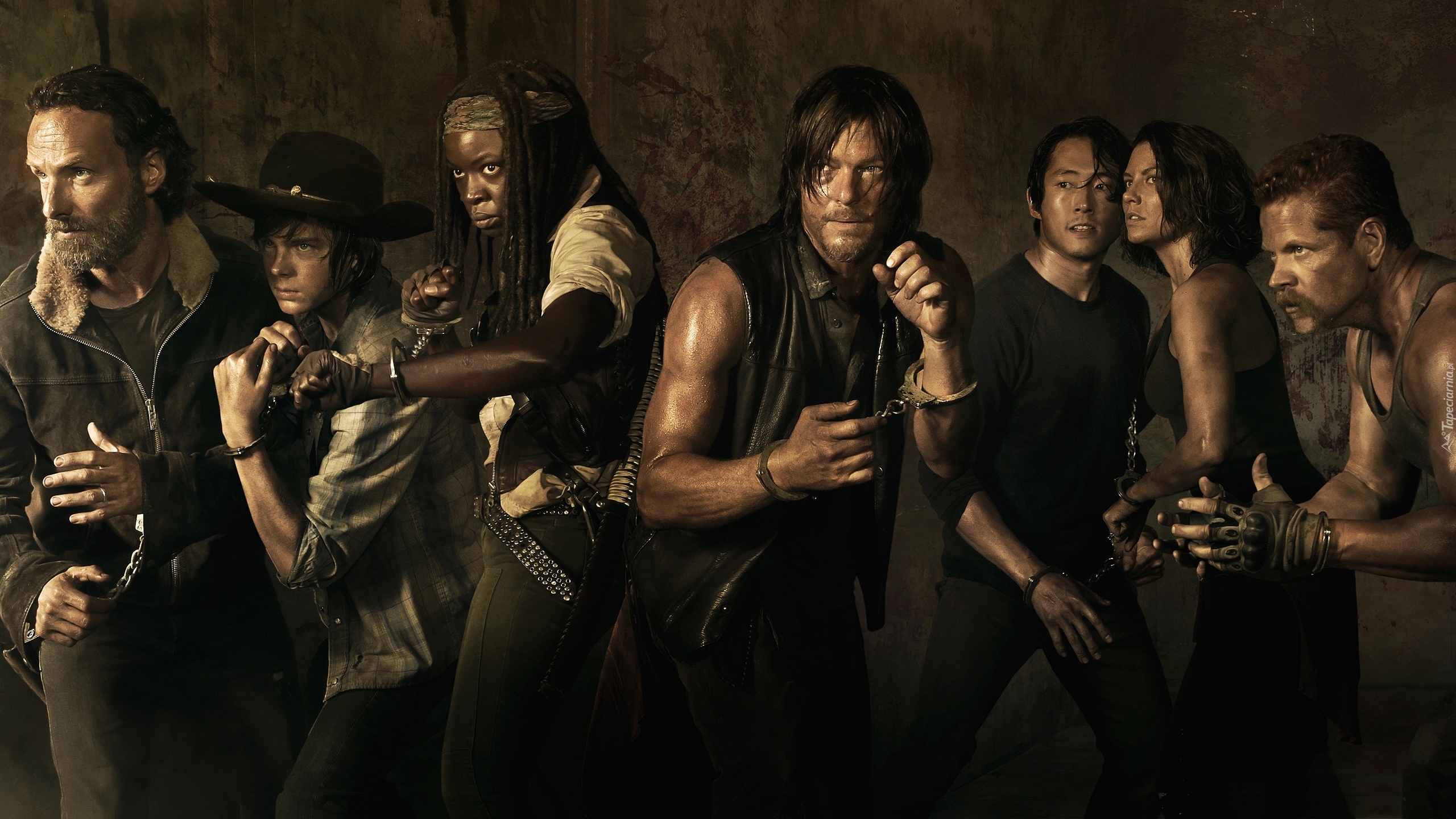Serial, The Walking Dead, Żywe trupy, Rick, Carl, Michonne, Daryl - Norman Reedus, Glenn, Maggie, Abraham