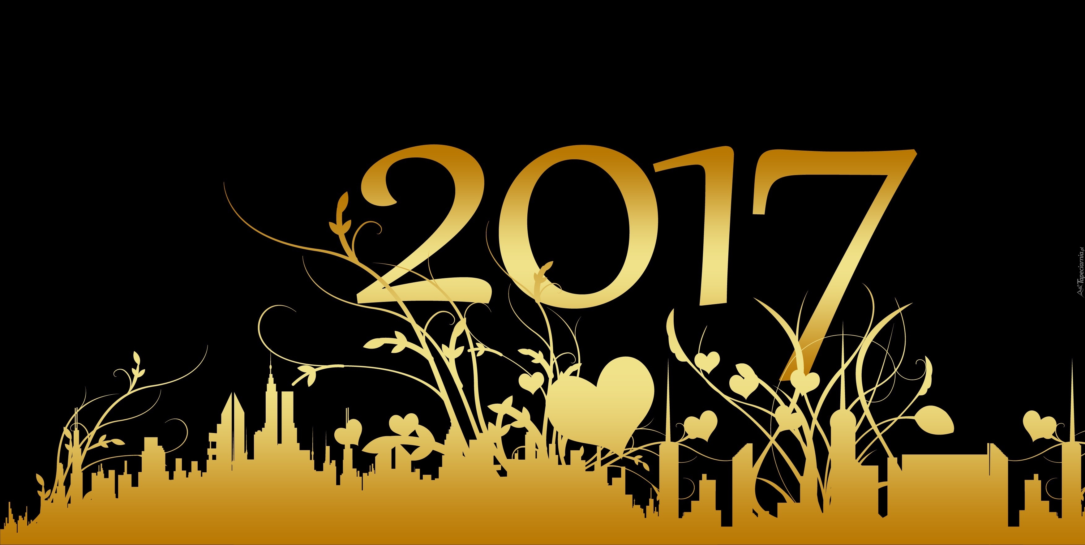 Rok 2017, Rośliny, Serca, Miasto, Czarne, Tło
