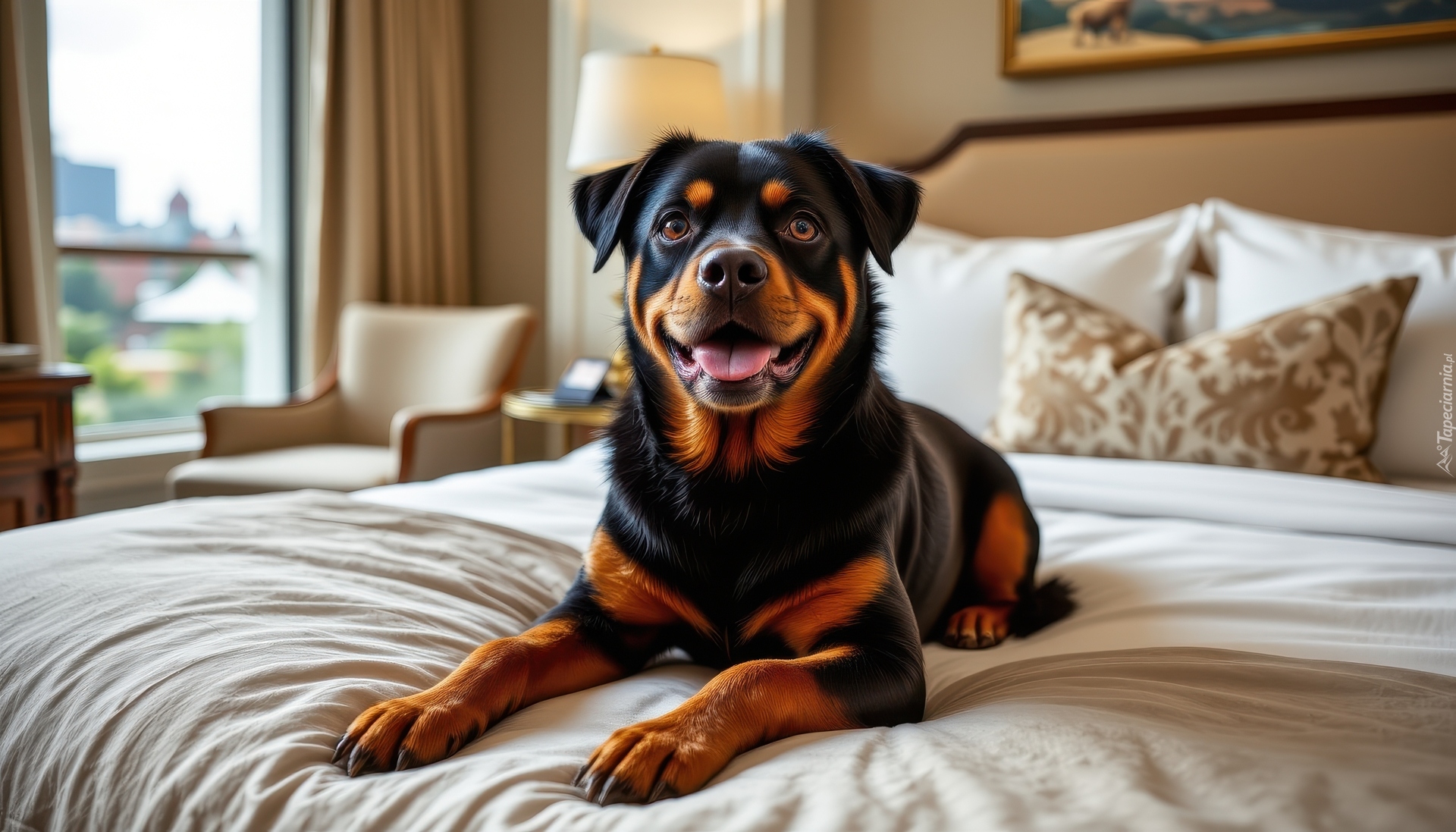 Pies, Szczeniak, Rottweiler, Łóżko