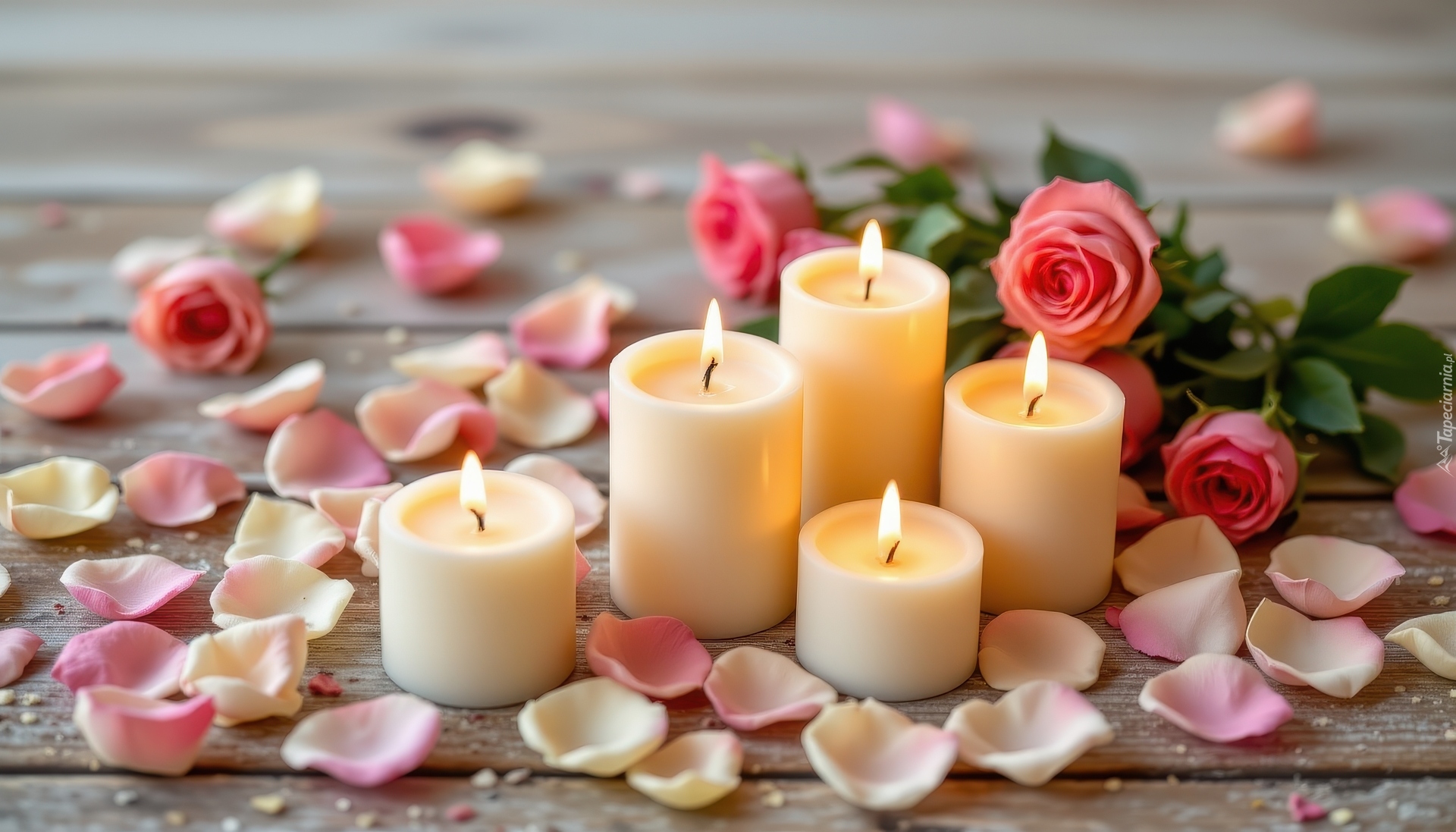 Świeczki, Płatki, Róże