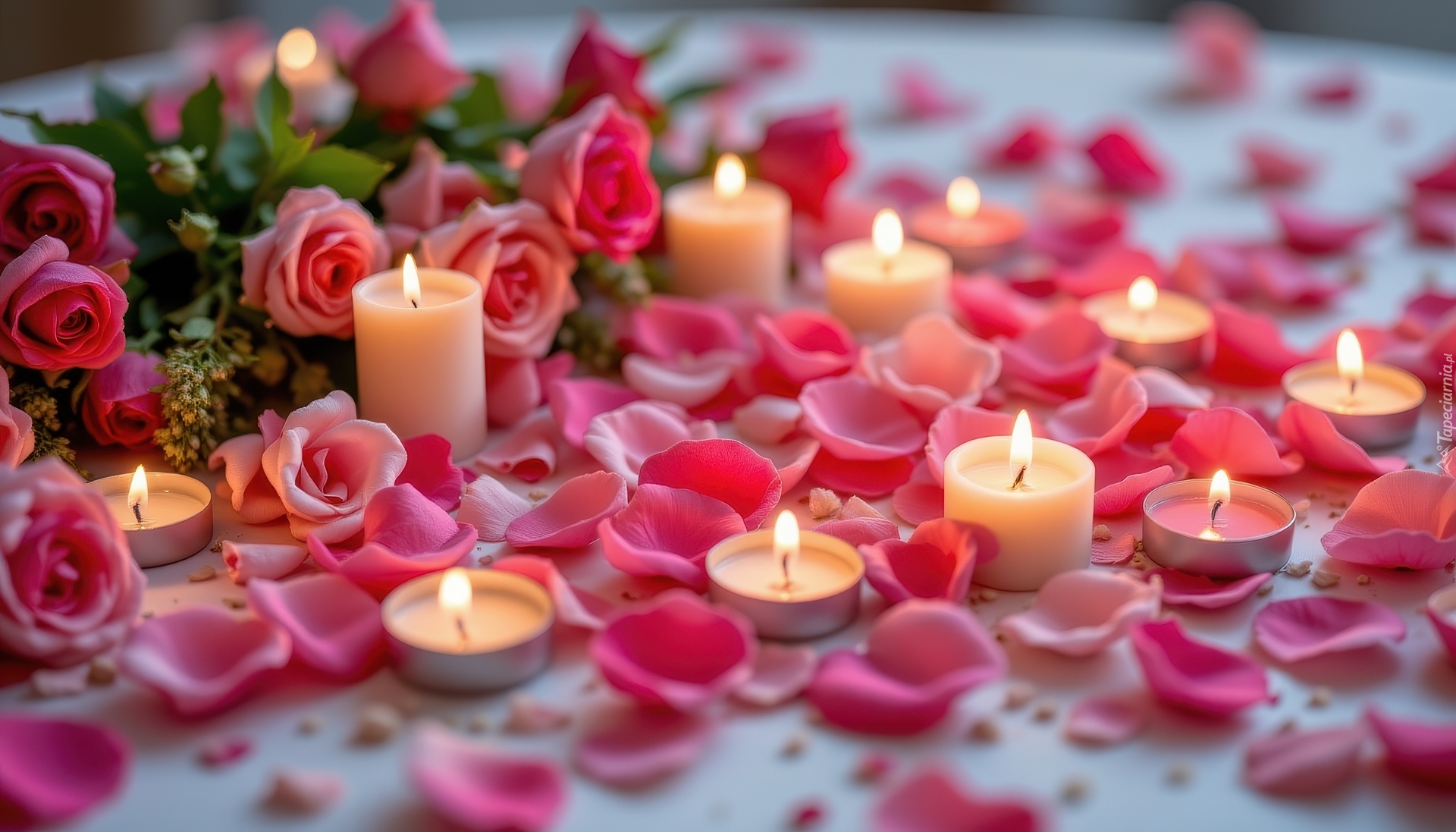 Świeczki, Płatki, Róże