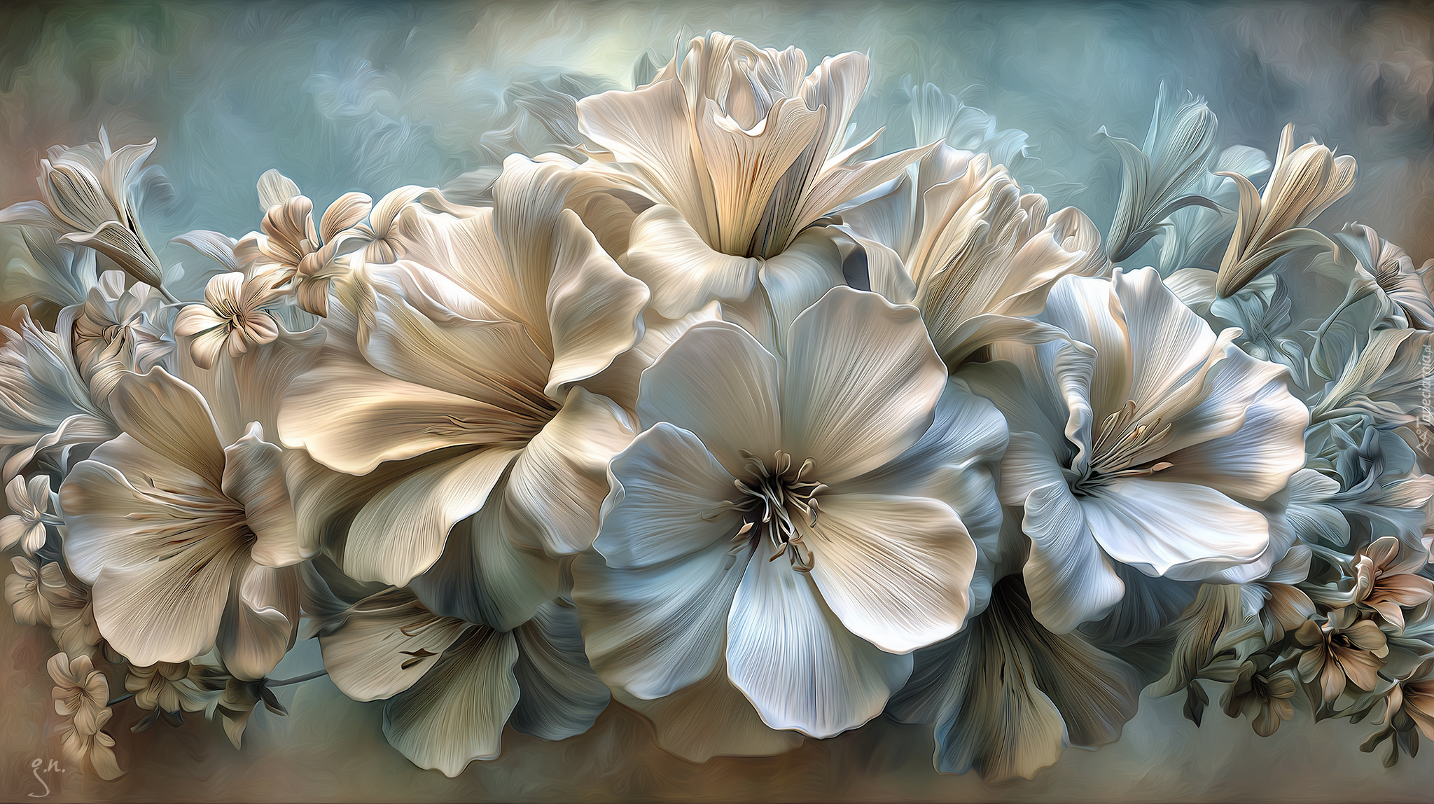 Rozwinięte, Kwiaty, Grafika AI