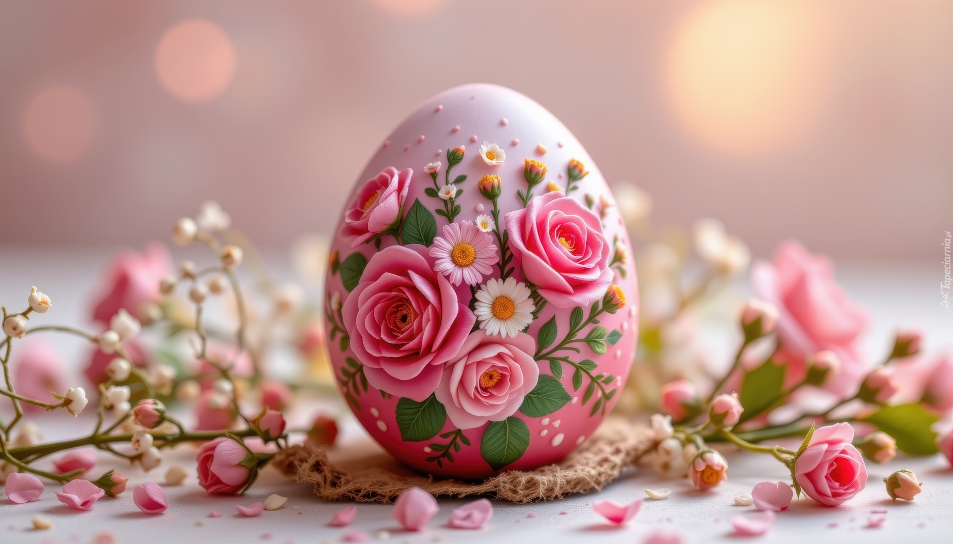 Wielkanoc, Pisanka, Jajko, Kwiaty, Róże, AI