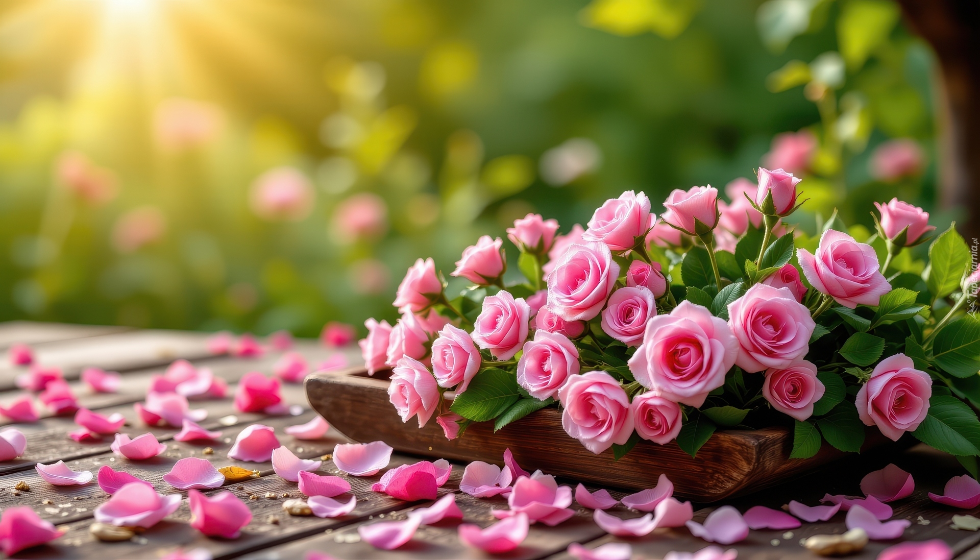 Różowe, Róże, Rozsypane, Płatki