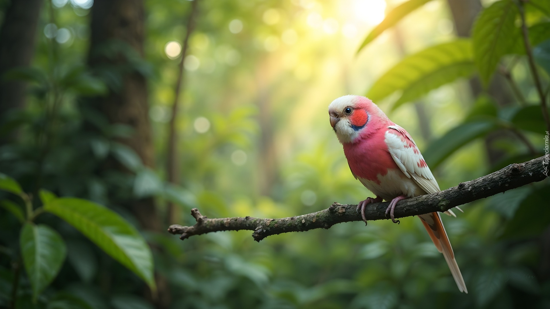 Ptak, Różowo-biała, Papuga