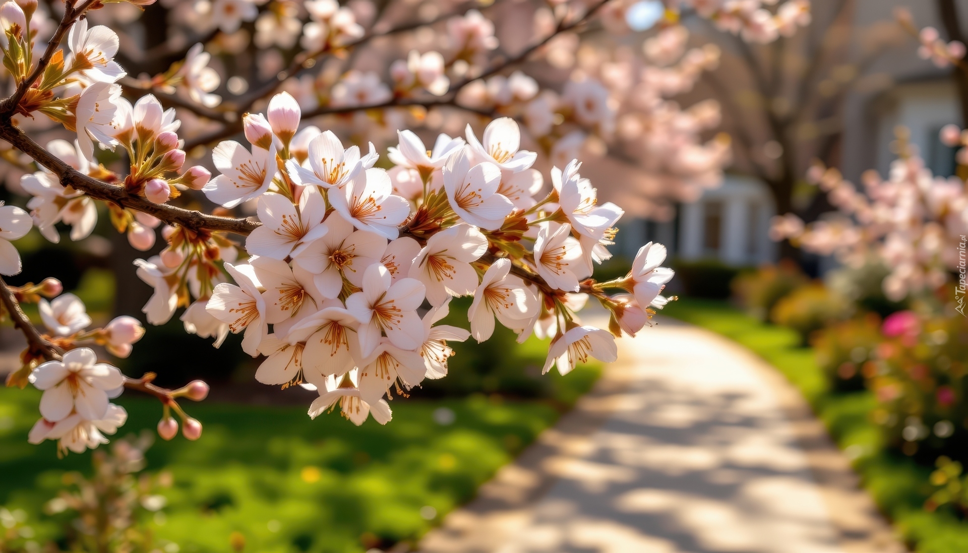 Jasnoróżowe, Kwiaty, Gałązki, Drzewo owocowe