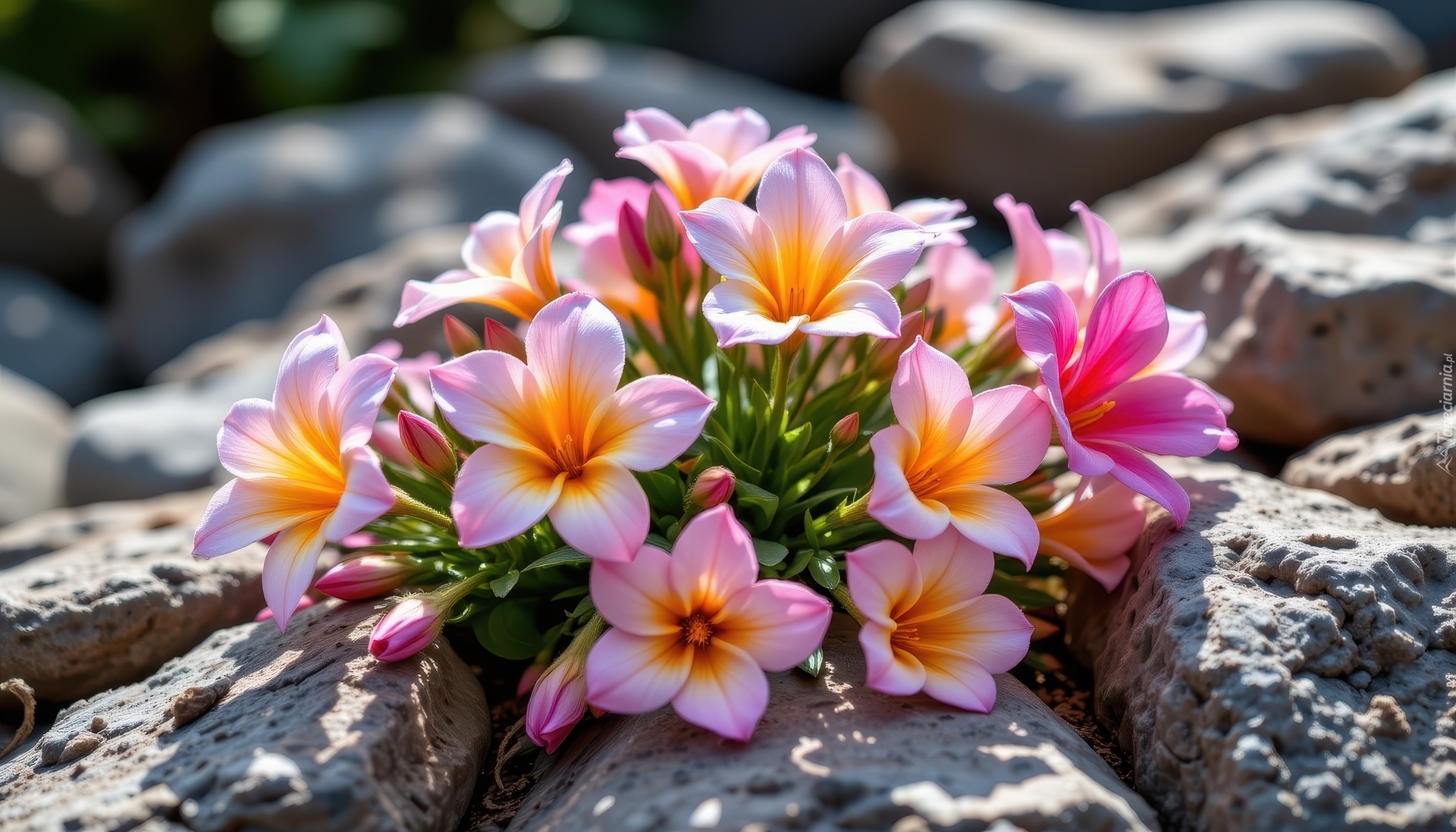 Kępka, Kolorowe, Kwiaty, Kamienie, Grafika AI
