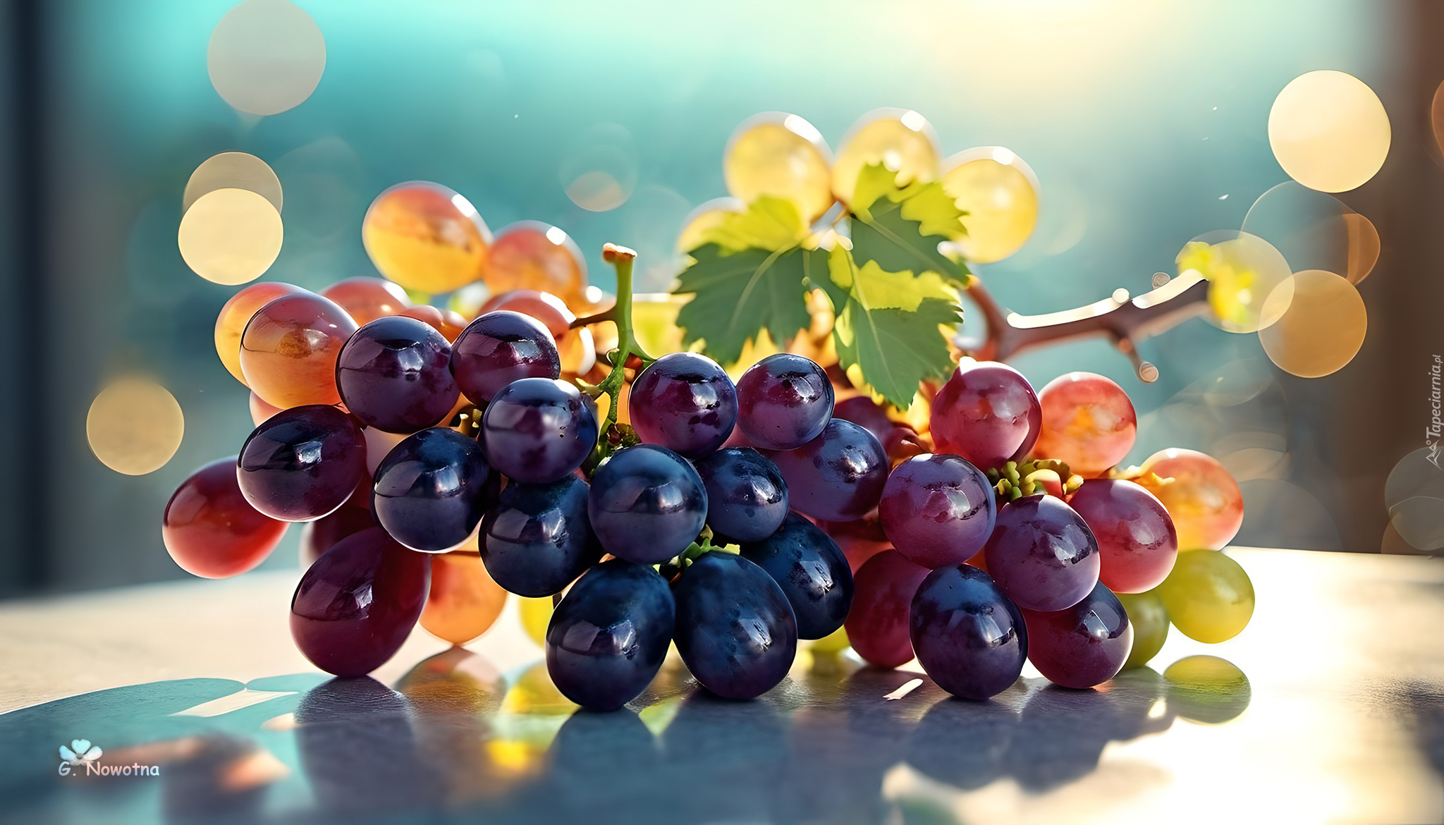 Ciemne, Winogrona, Owoce, Bokeh, Grafika