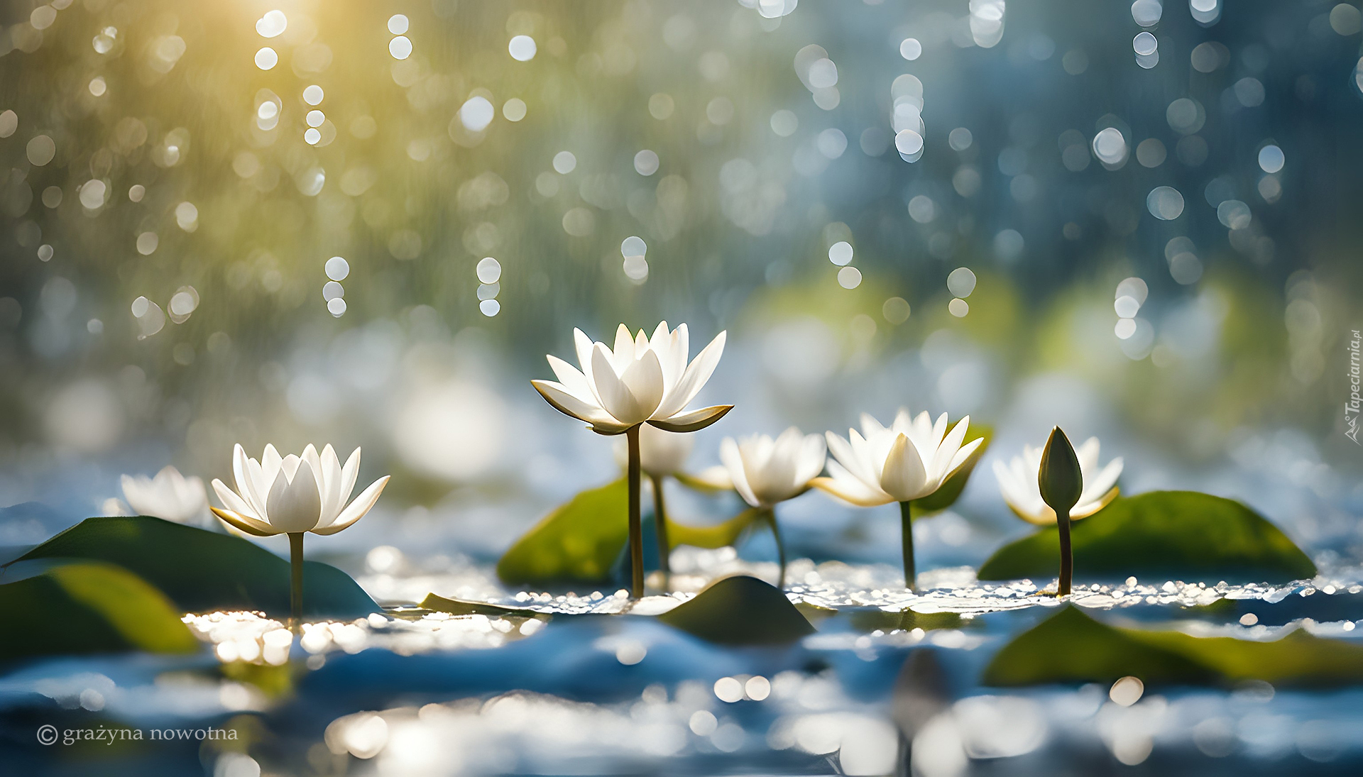 Białe, Lilie wodne, Kwiaty
