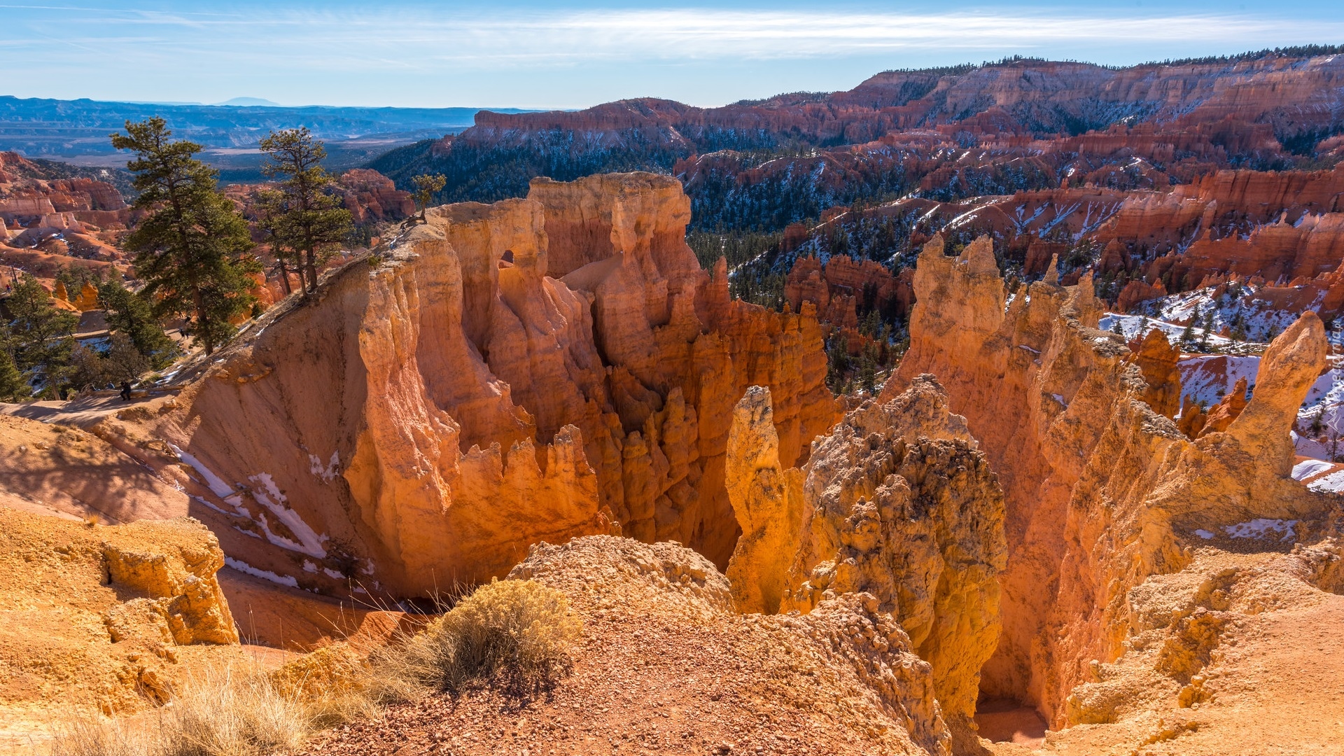 Góry, Skały, Kanion, Drzewa, Park Narodowy Bryce Canyon, Stan Utah, Stany Zjednoczone