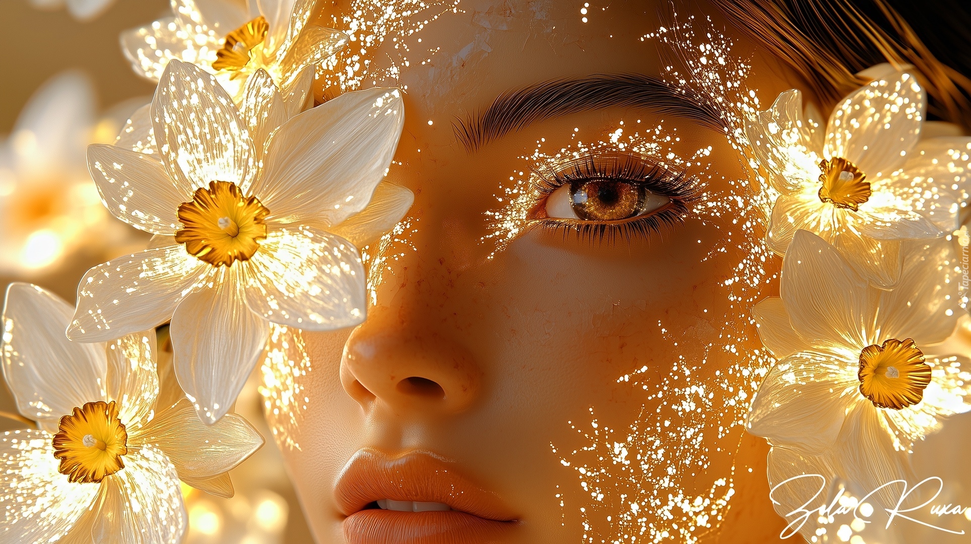 Kobieta, Twarz, Oko, Narcyzy, Grafika AI