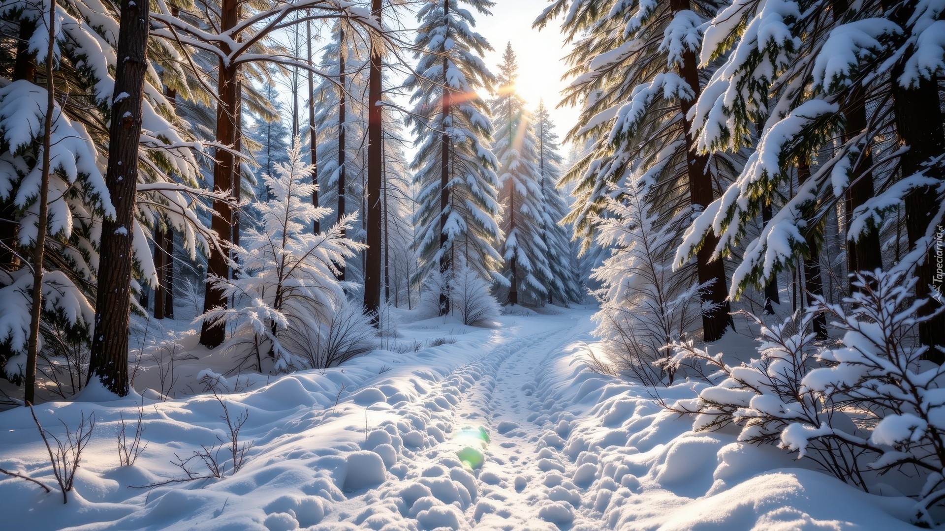 Ośnieżone, Drzewa, Zaśnieżona, Droga, Las, Zima