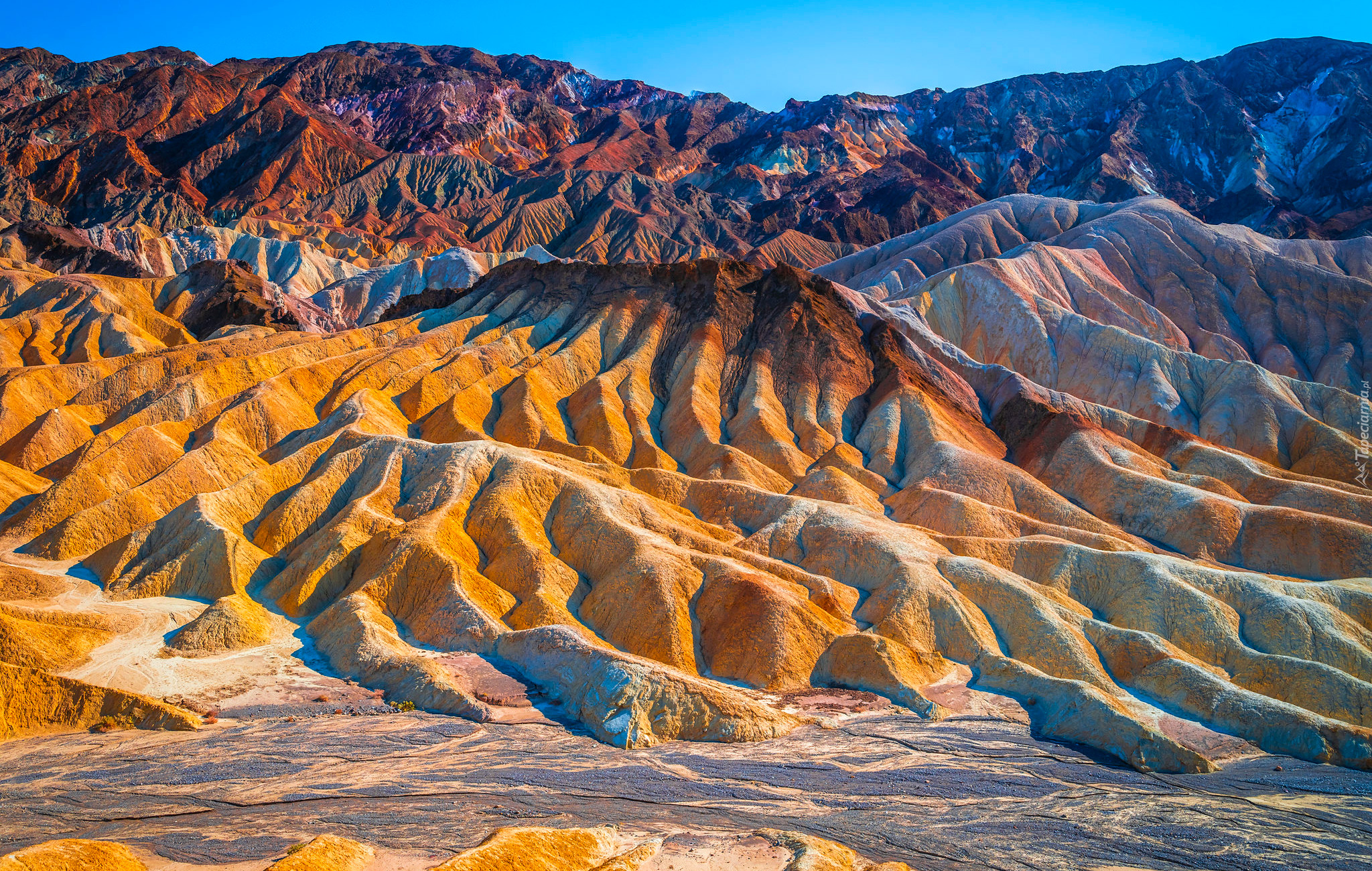 Skały, Park Narodowy Doliny Śmierci, Death Valley, Zabriskie Point, Kalifornia, Stany Zjednoczone