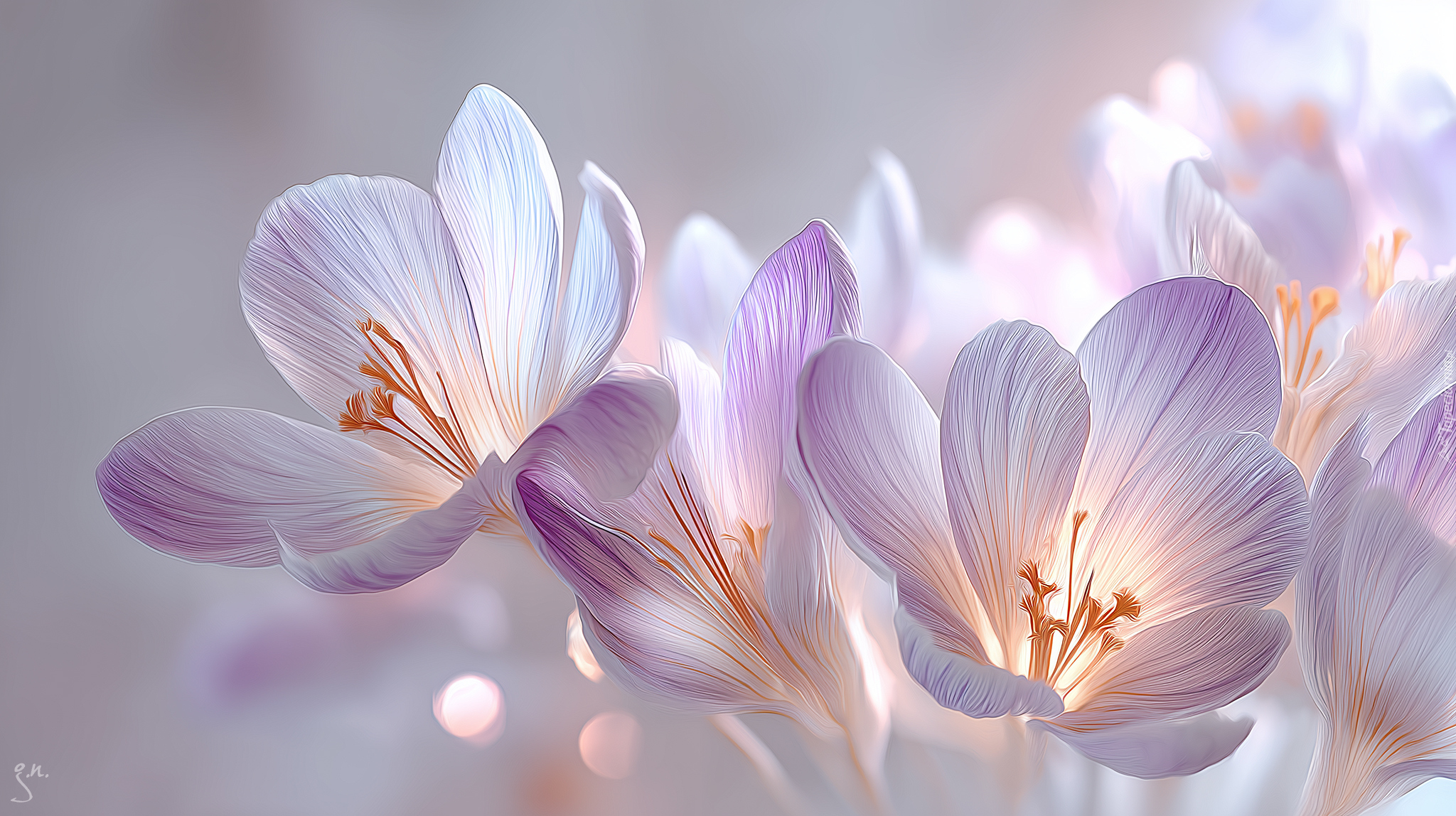 Różowe, Krokusy, Grafika AI