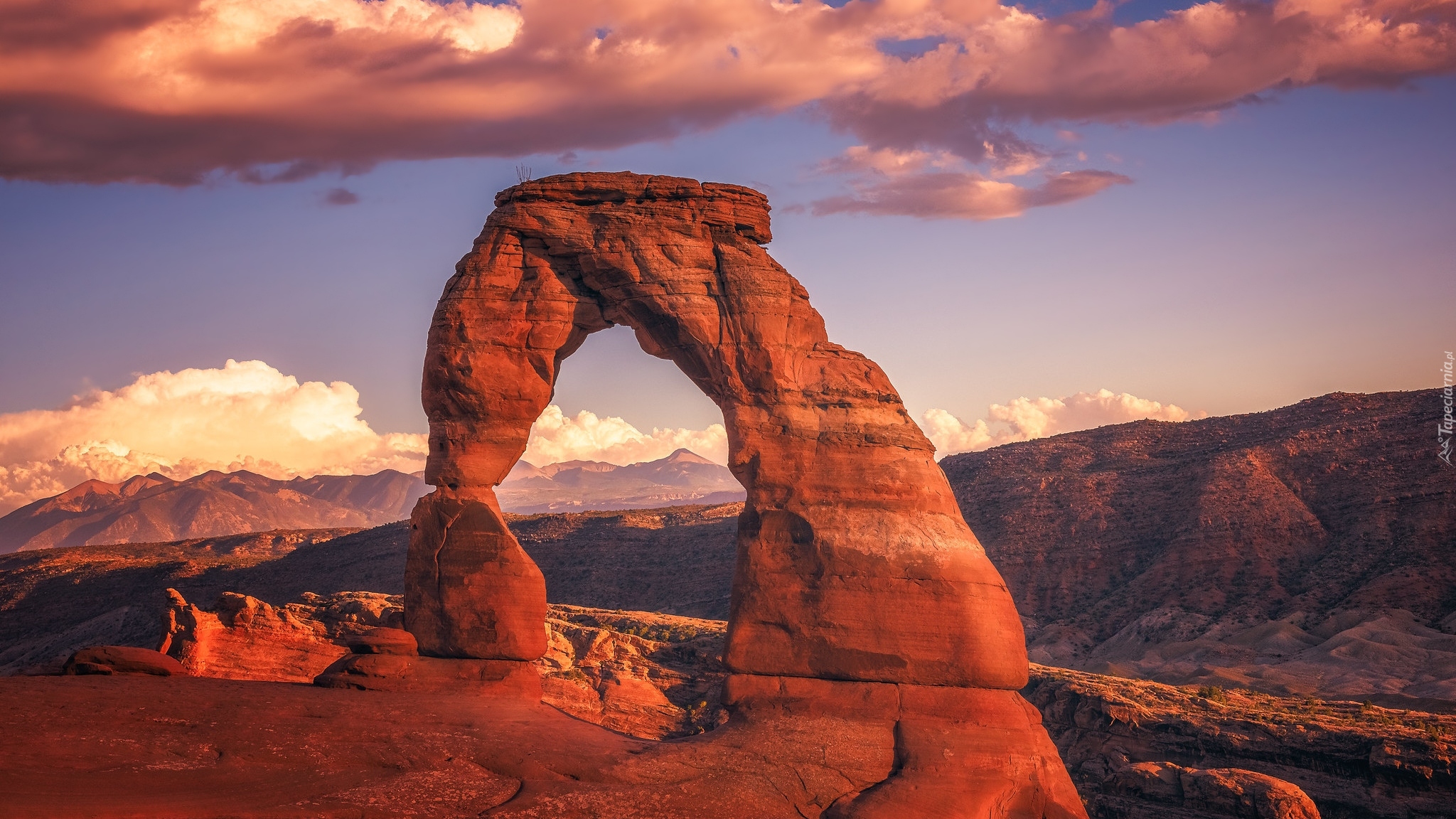 Park Narodowy Arches, Góry, Skała, Łuk skalny, Delicate Arch, Stan Utah, Stany Zjednoczone