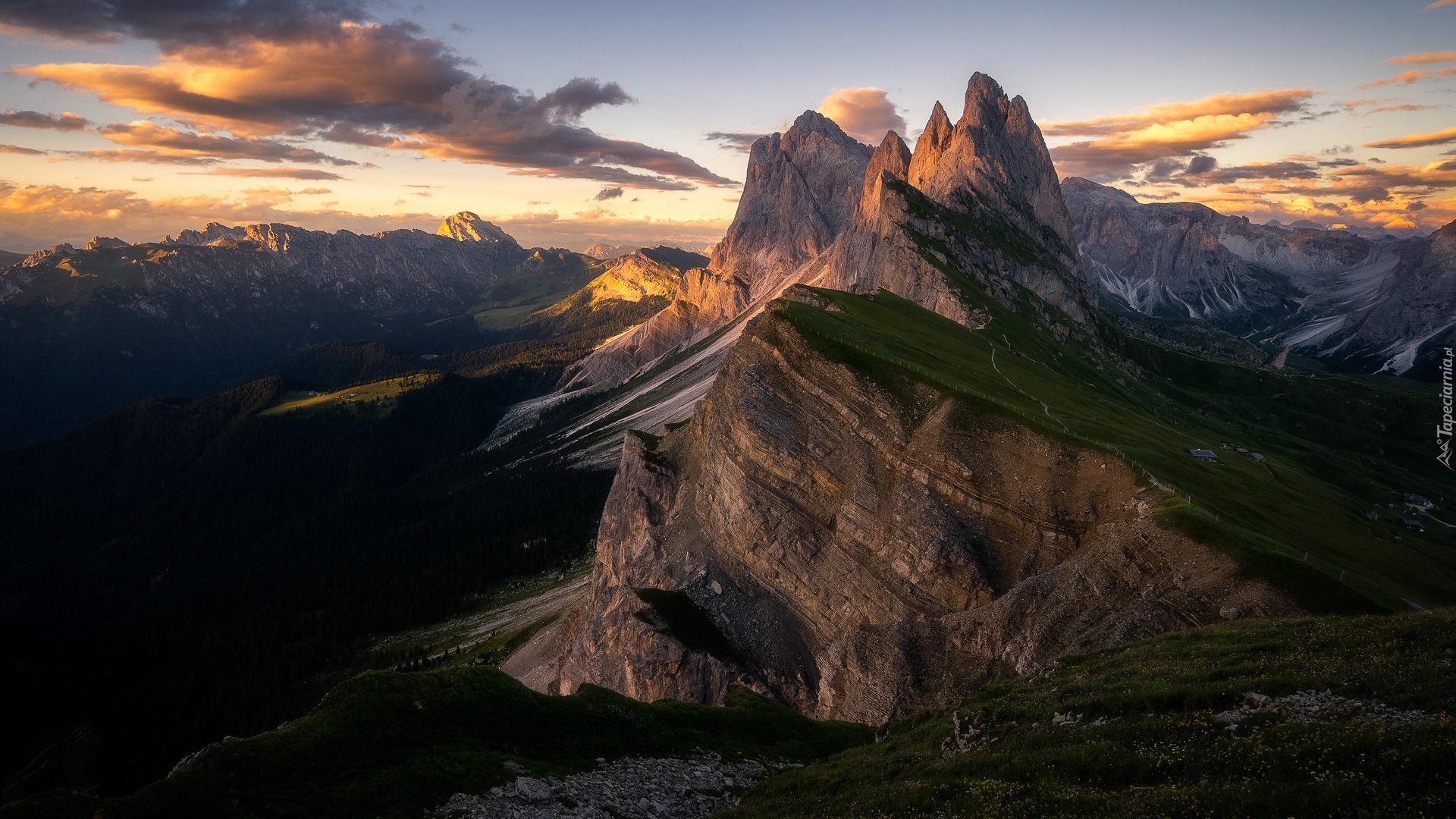 Szczyt, Seceda, Góry, Dolomity, Włochy