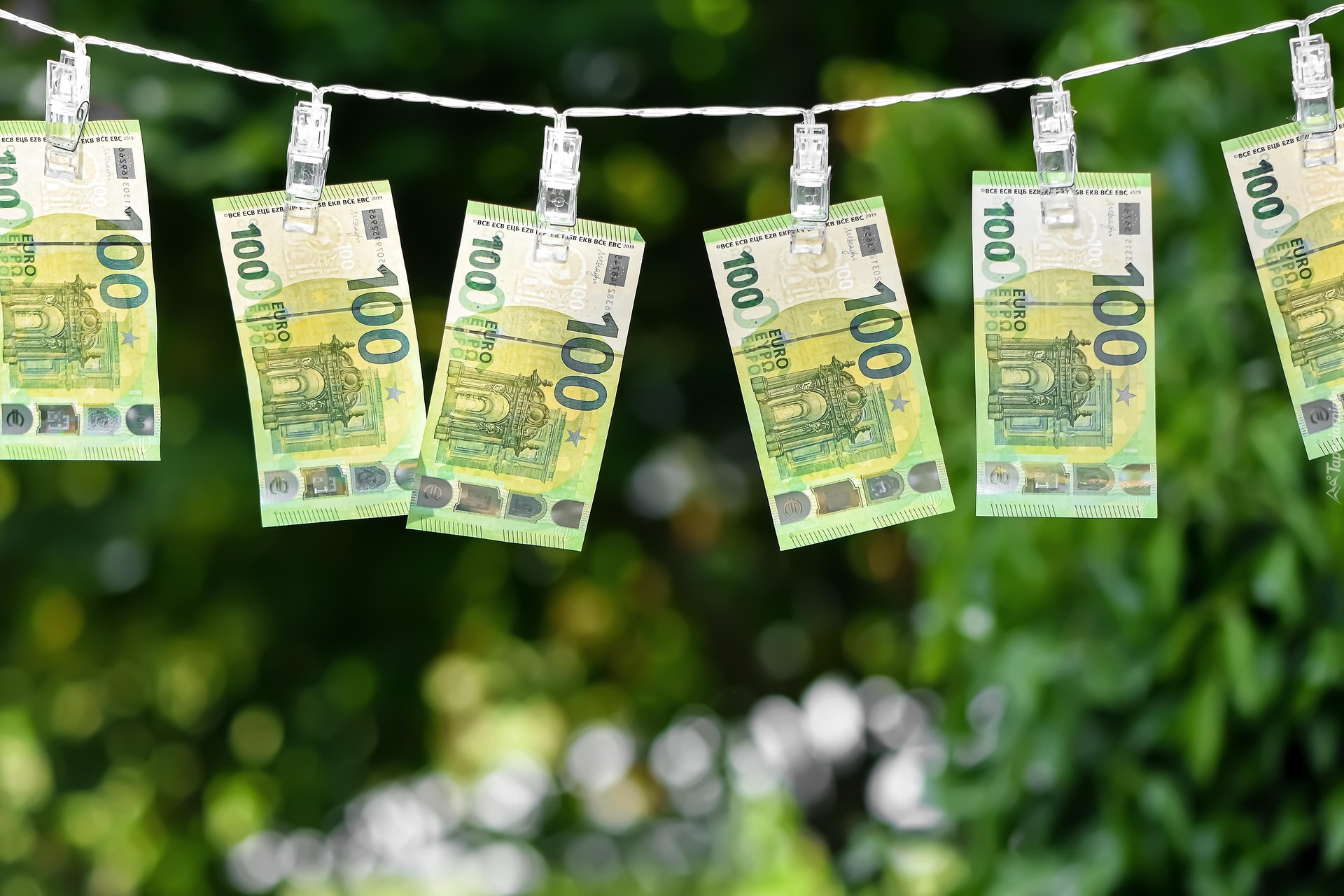 Rozwieszone, Pieniądze, Banknoty, Euro