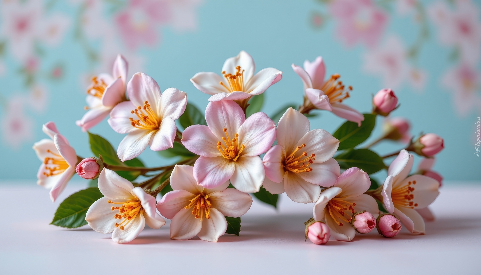 Różowe, Rozwinięte, Kwiaty, Pąki, Listki