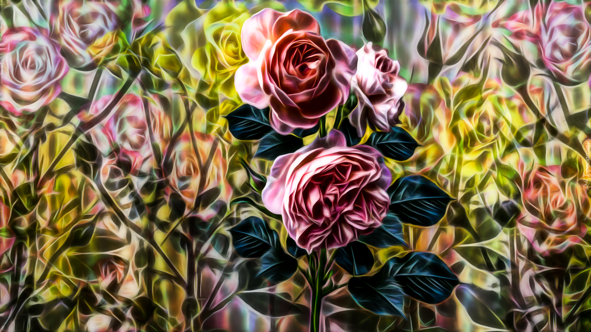 Kwiaty, Róże, Fractalius