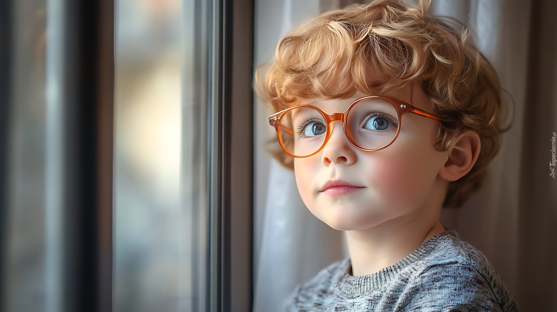 Dziecko, Chłopiec, Rude, Włosy, Okulary