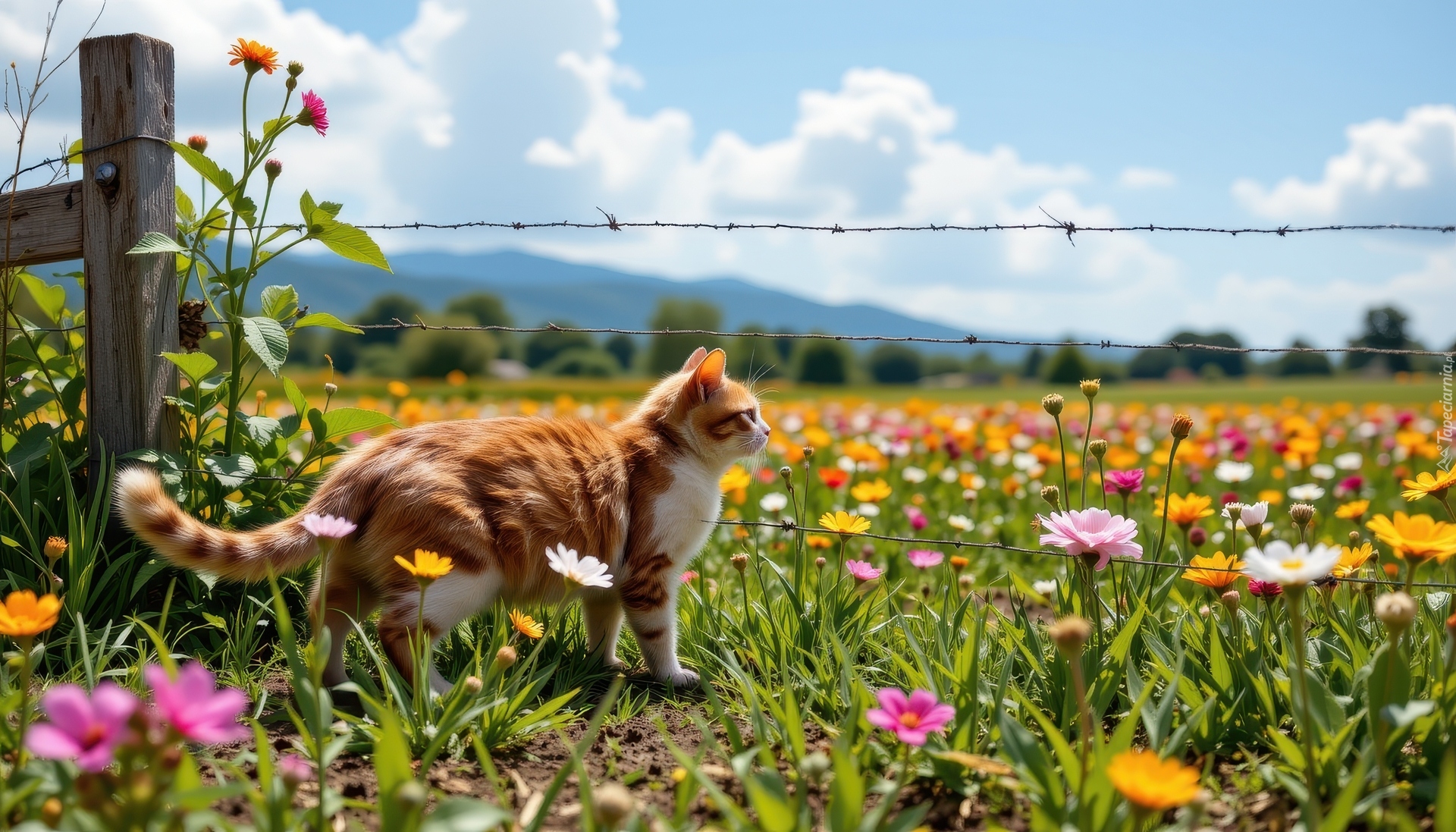 Rudy, Kot, Ogrodzenie, Łąka