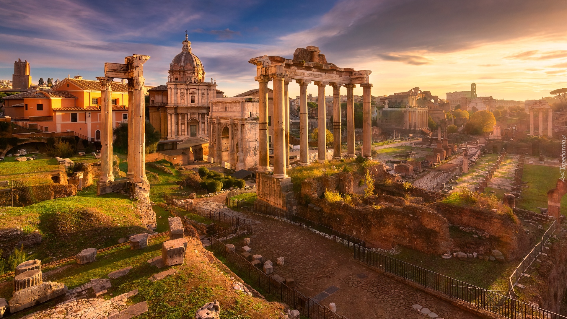Włochy, Rzym, Forum Romanum, Świątynia Saturna, Ruiny, Zabytek
