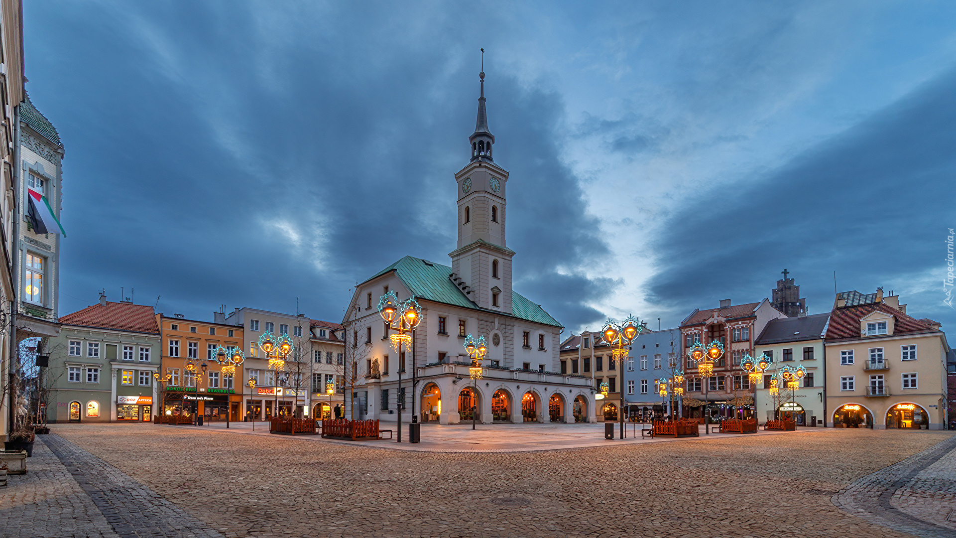 Polska, Miasto, Gliwice, Plac, Rynek, Ratusz, Domy