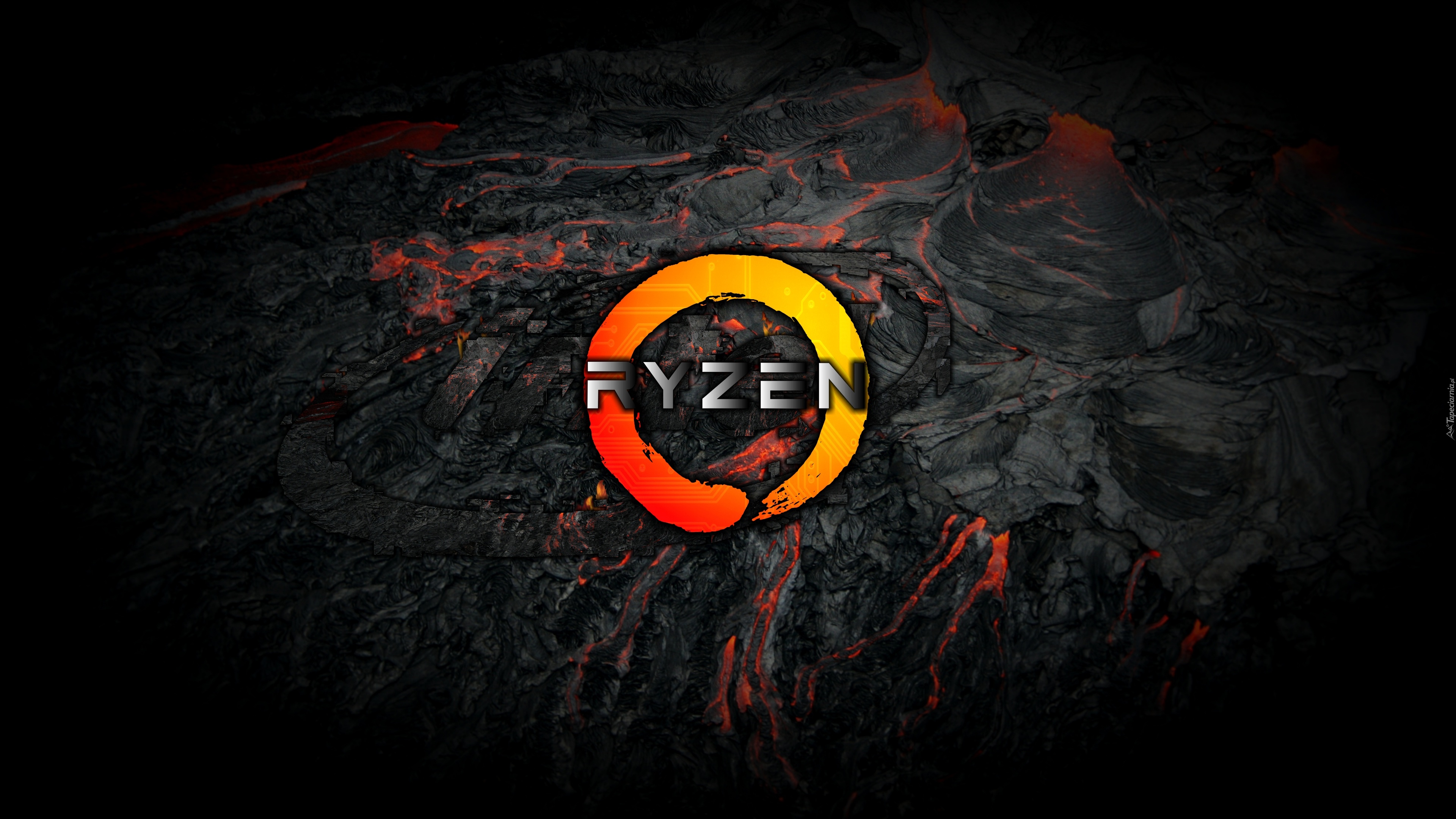 Logo, Procesory, Ryzen, Napis, Ciemne tło