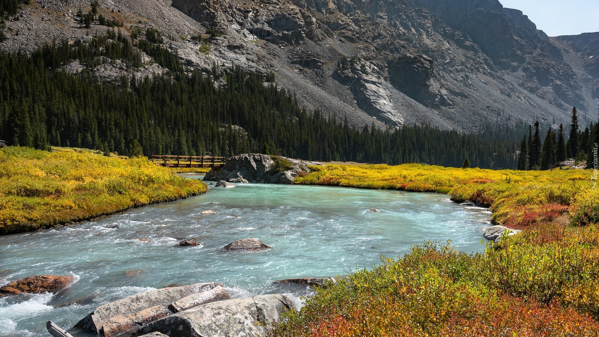 Góry, Pasmo górskie, Góry Skaliste, Rzeka, Dinwoody Creek, Wyoming, Stany Zjednoczone