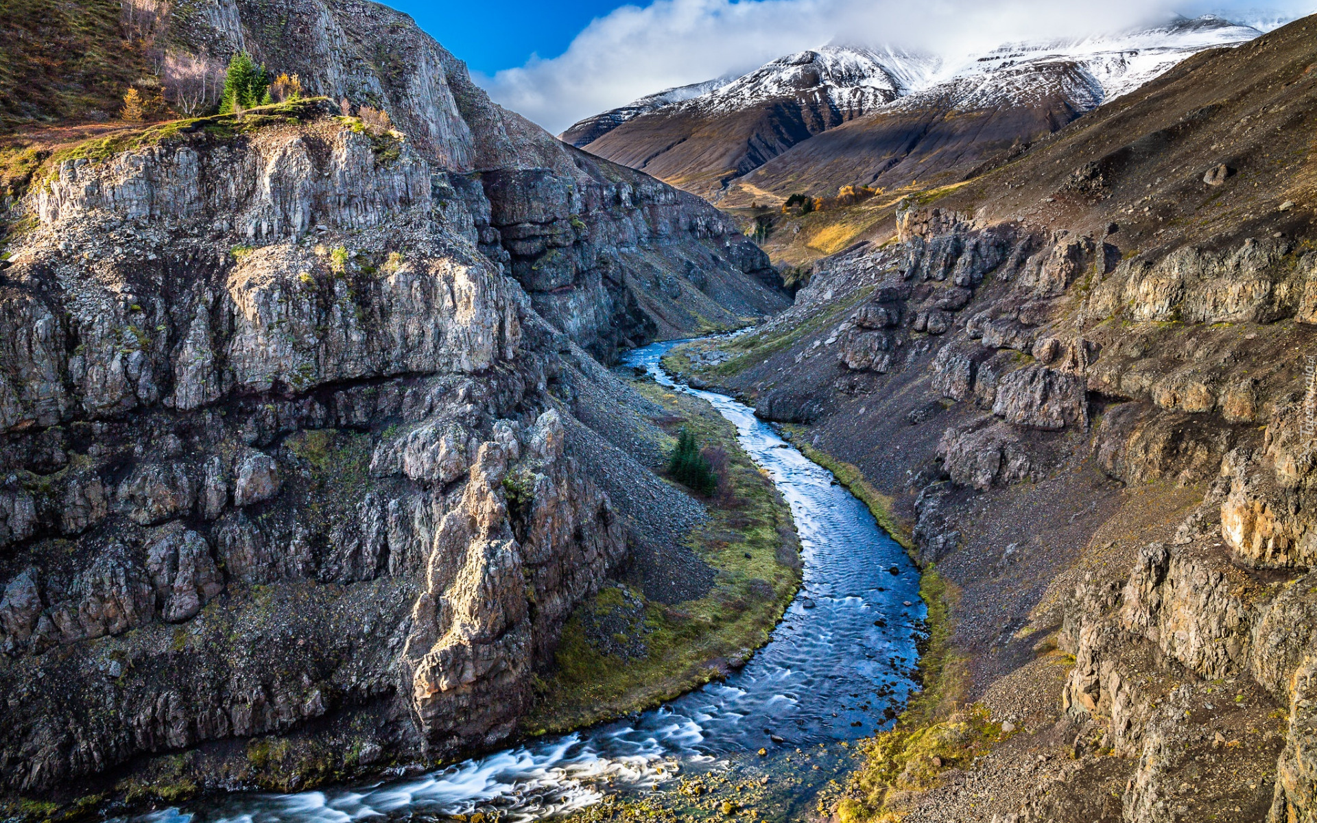Góry, Kręta, Rzeka Eyjafjardara, Islandia
