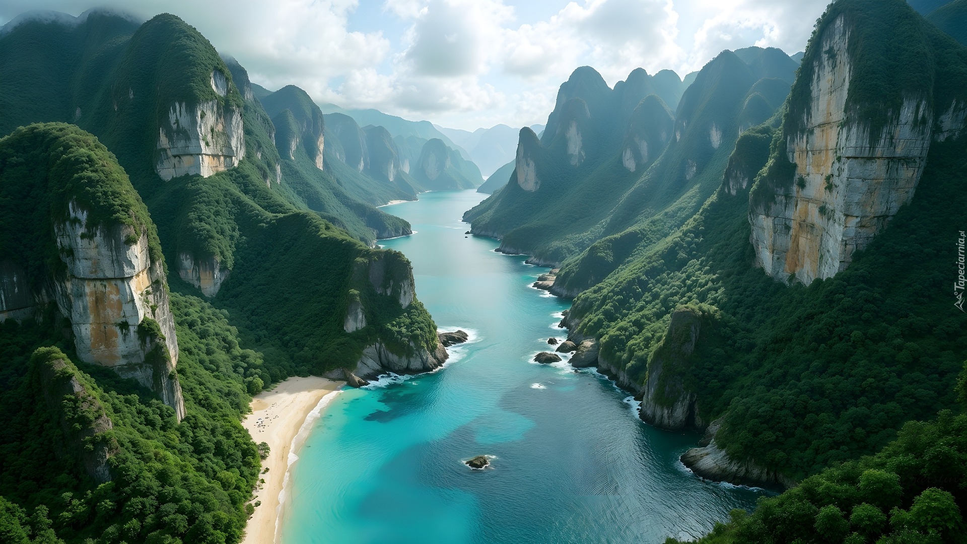 Wąwóz, Skały, Góry, Rzeka, AI