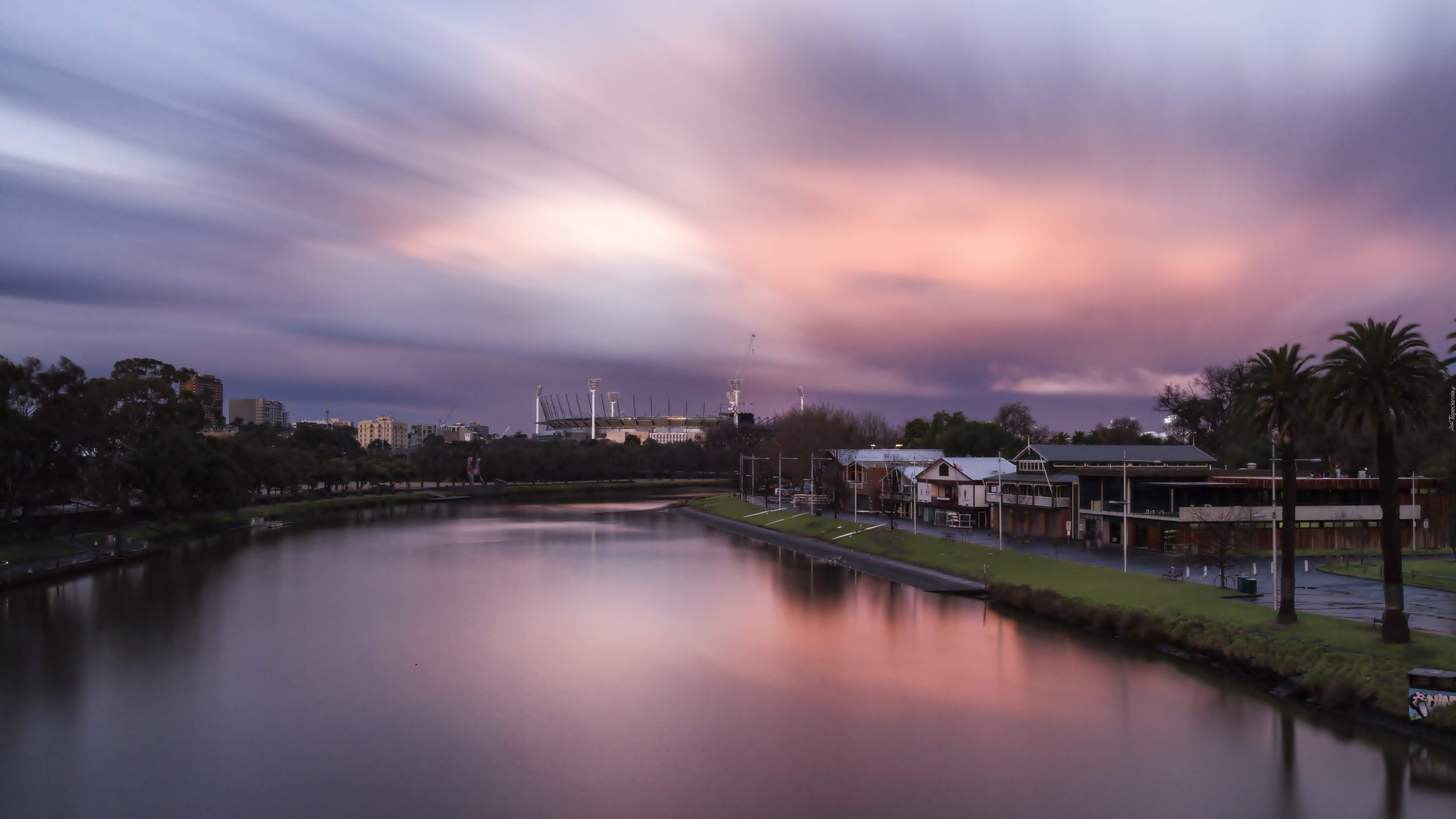 Australia, Melbourne, Rzeka Yarra, Zachód Słońca