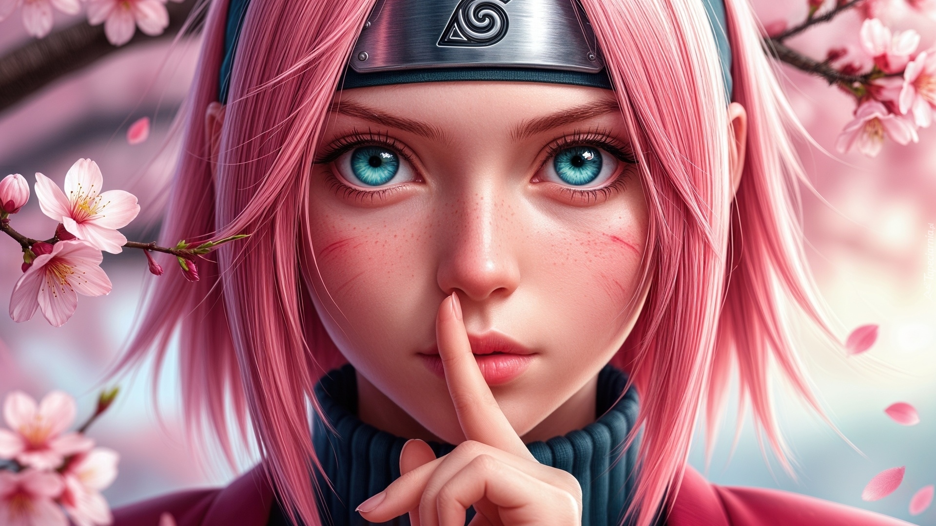 Dziewczyna, Sakura Haruno, Różowe, Włosy, Anime, Naruto