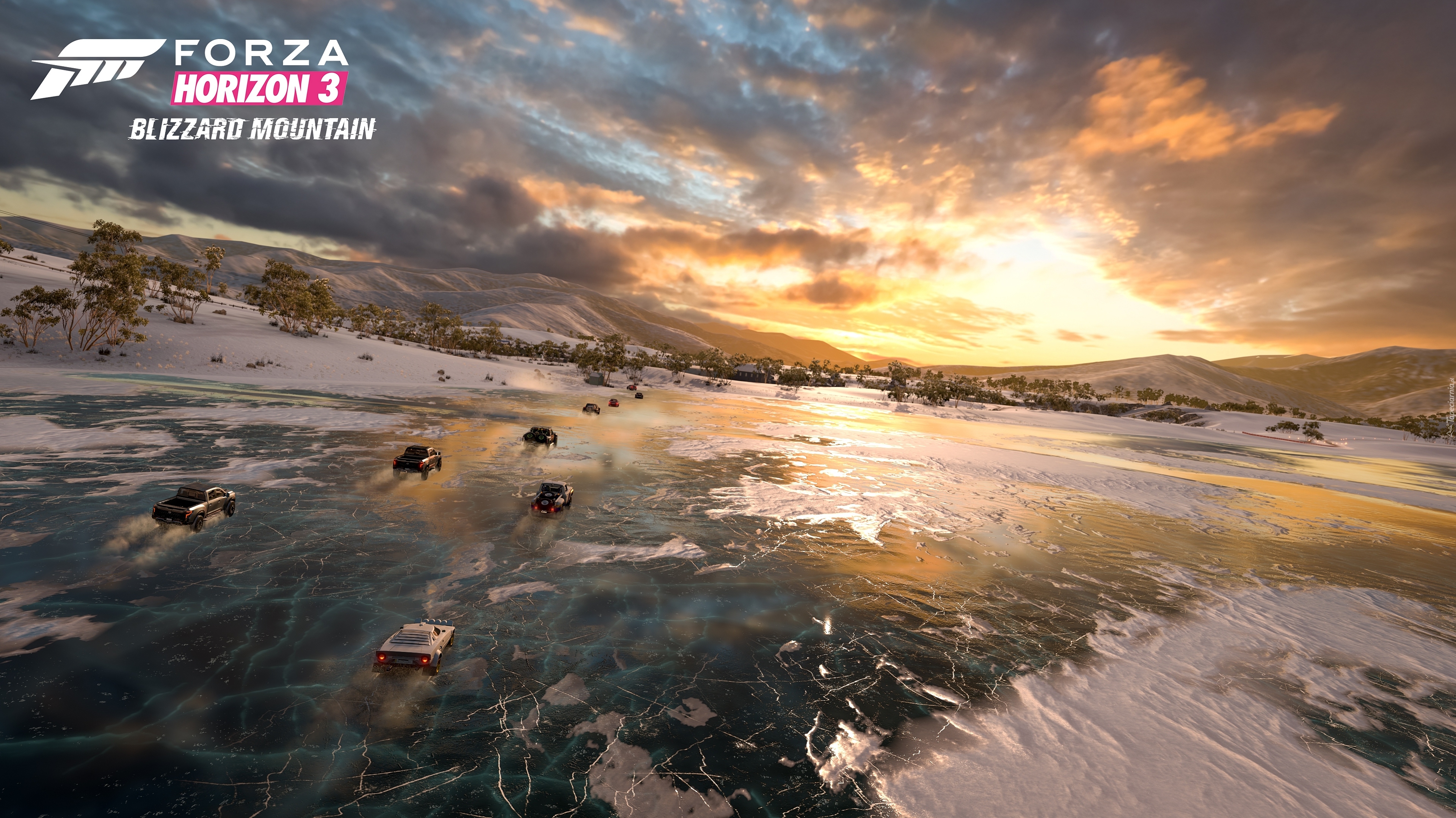 Gra, Forza Horizon 3 Blizzard Mountain, Zamarznięte, Jezioro, Góry