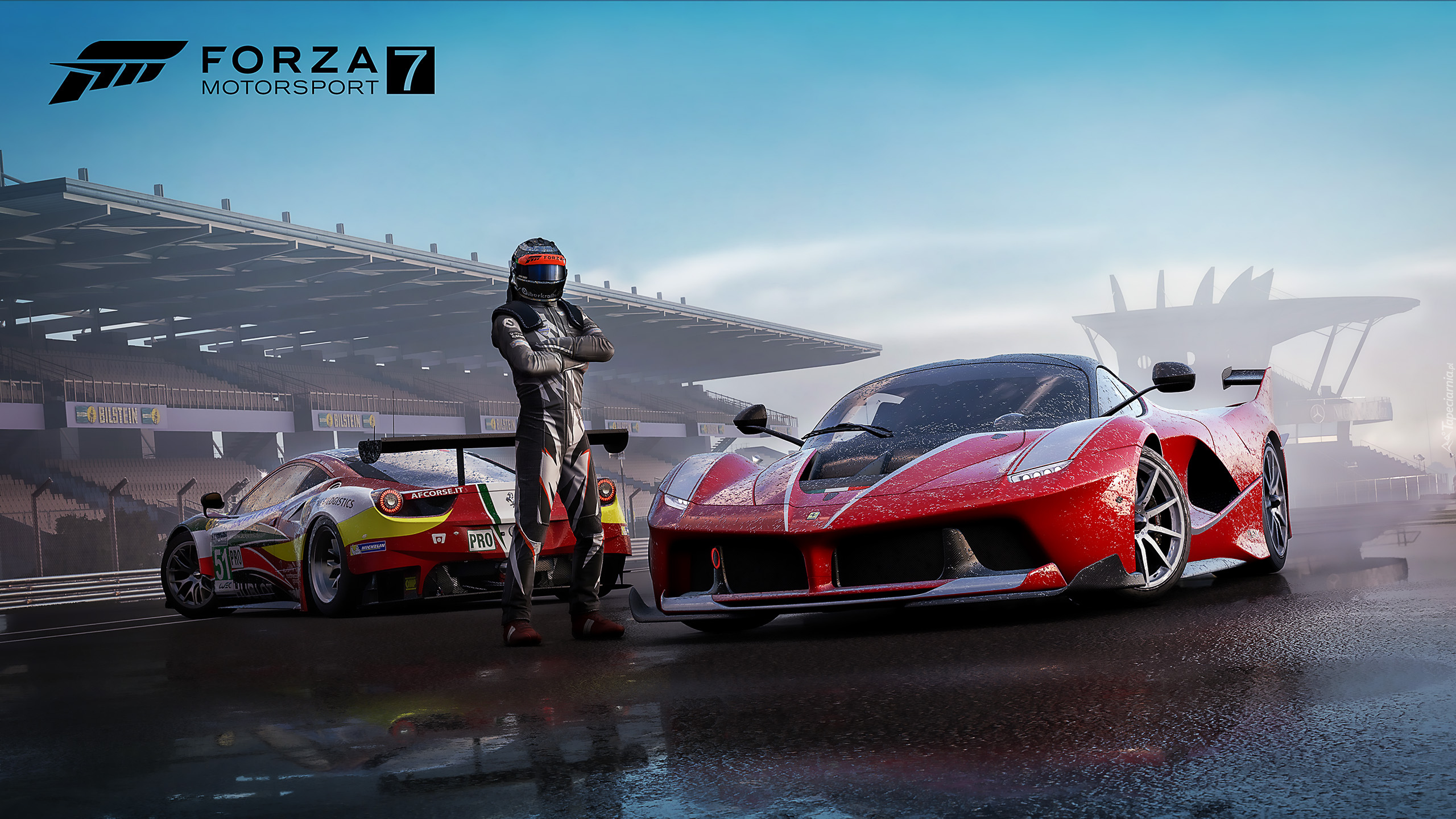 Gra, Forza Motorsport 7, Ferrari, Czerwone, Kierowca