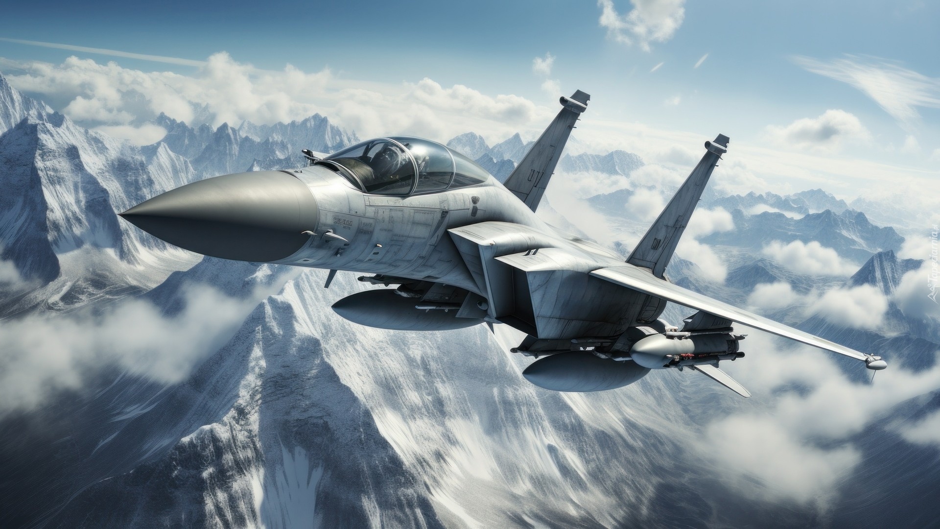 Samolot, Wojskowy, Ośnieżone, Góry, Al