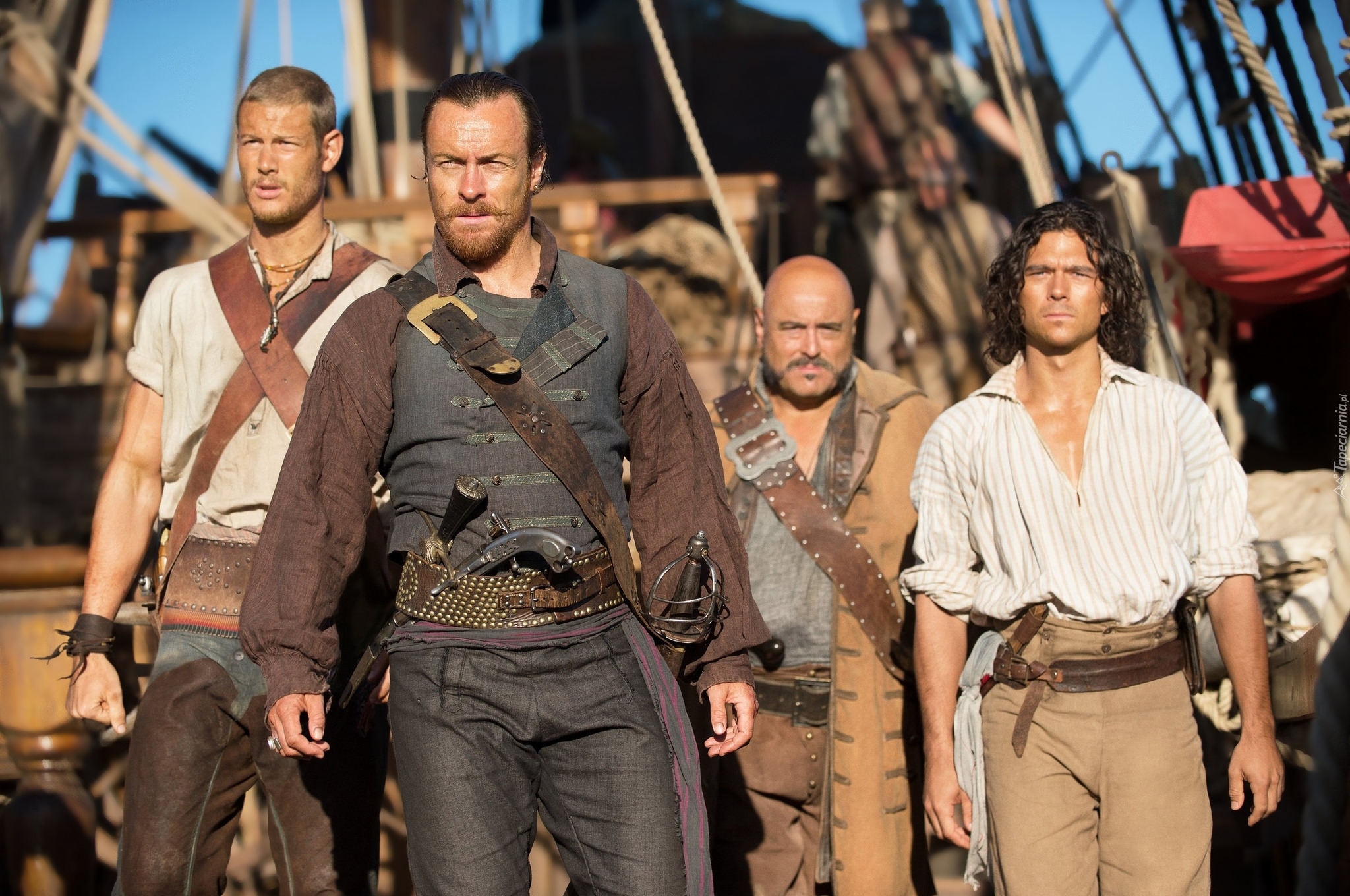 Serial, Black Sails, Piraci, Toby Stephens, Kapitan Flint, Luke Arnold, Długi John Silver, Tom Hopper, Billy Bones